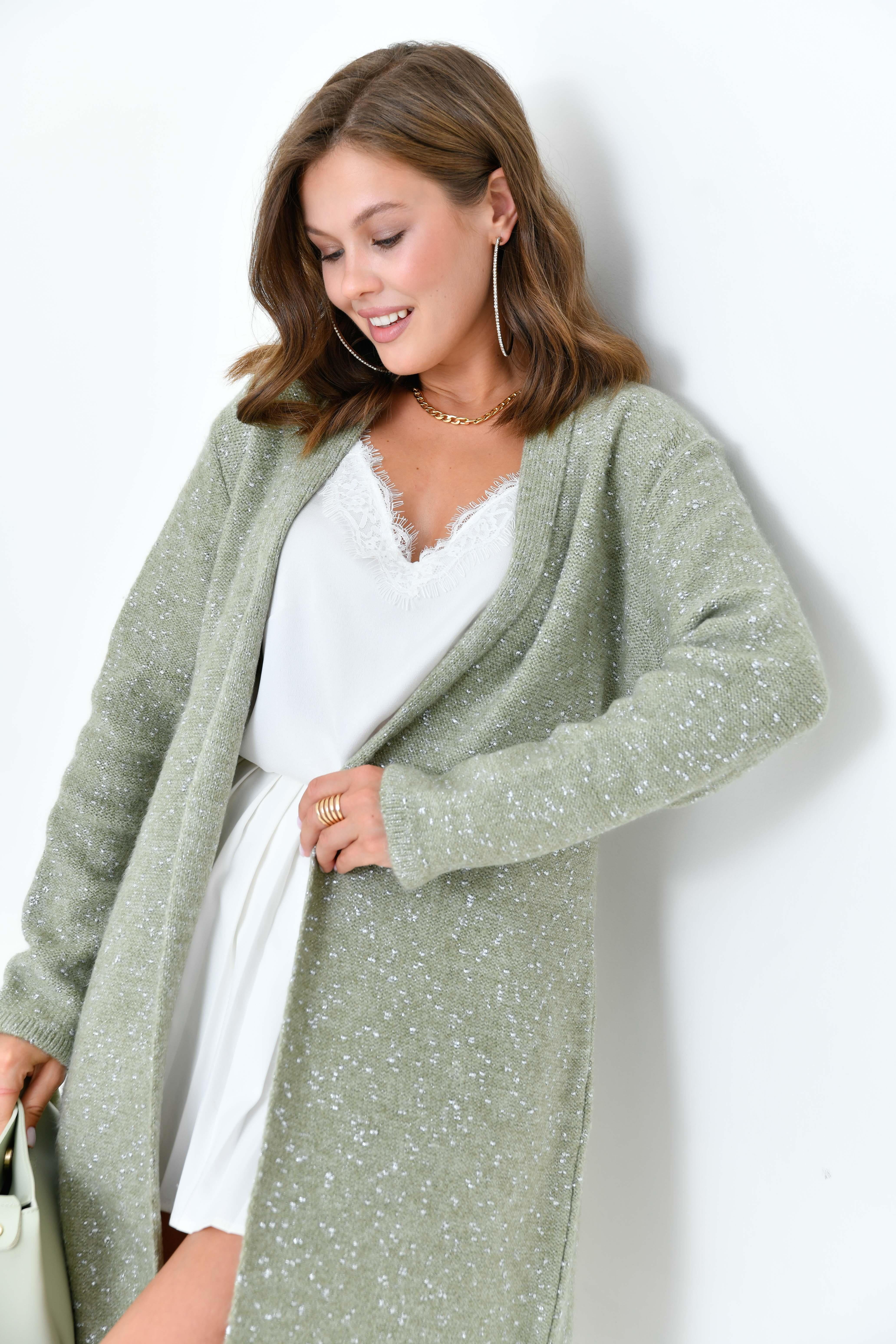 Ftz Kadın Kendinden Kemerli Uzun Hırka Mint 20737