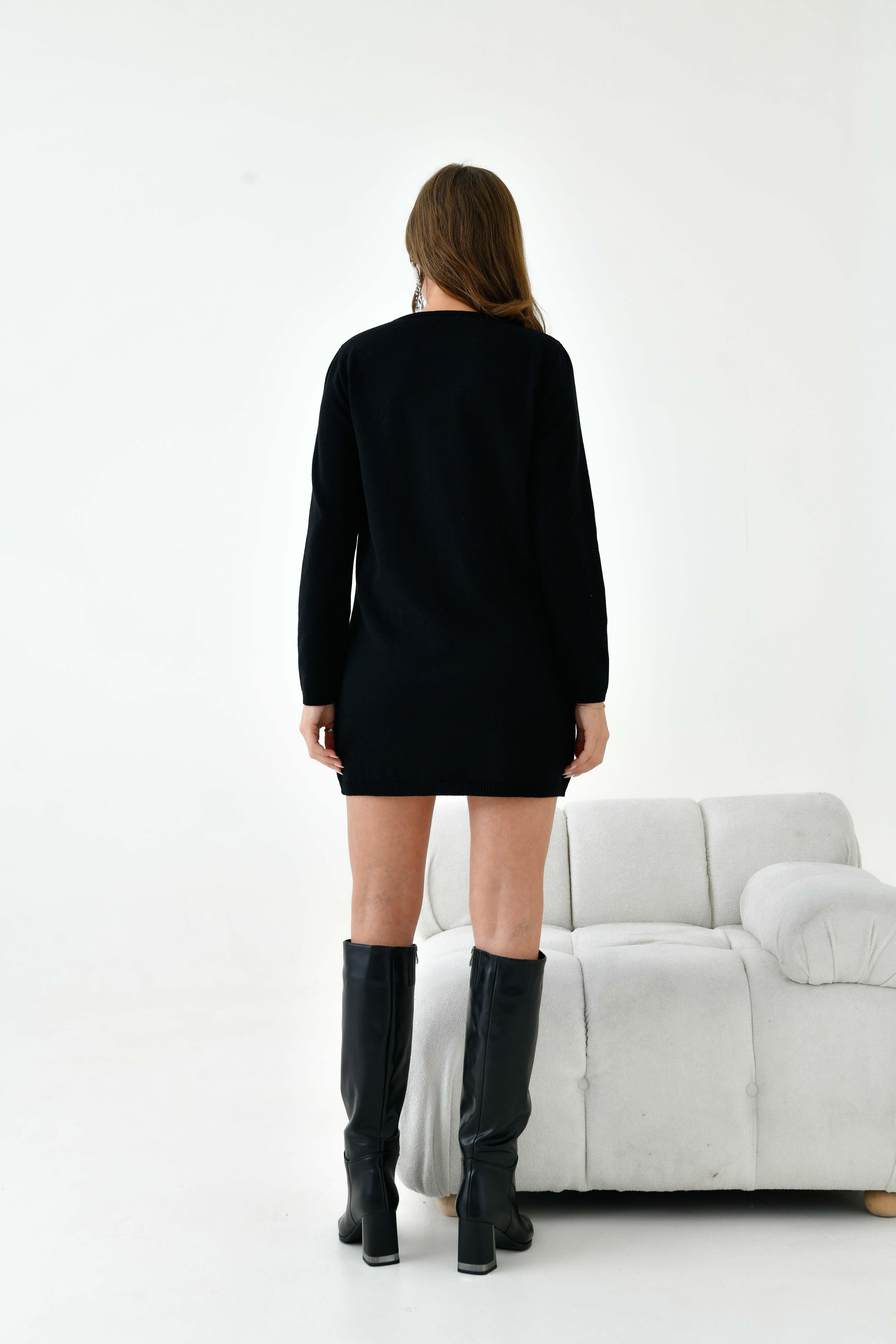 Ftz  Kadın Taş Detaylı Tunik Siyah 20894