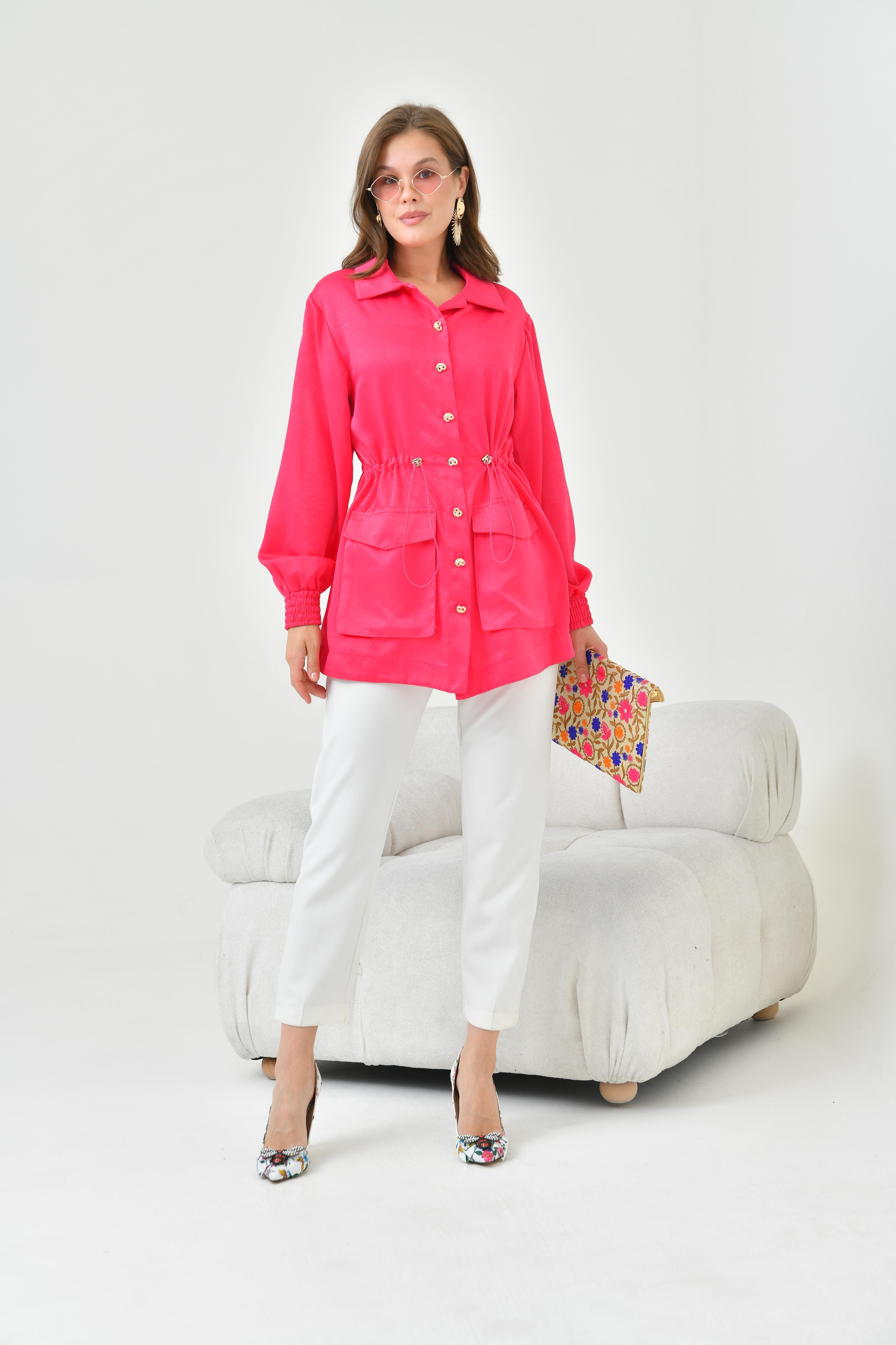 FTZ WOMEN BAYAN İPEK SATEN CAP Fuşya 30858