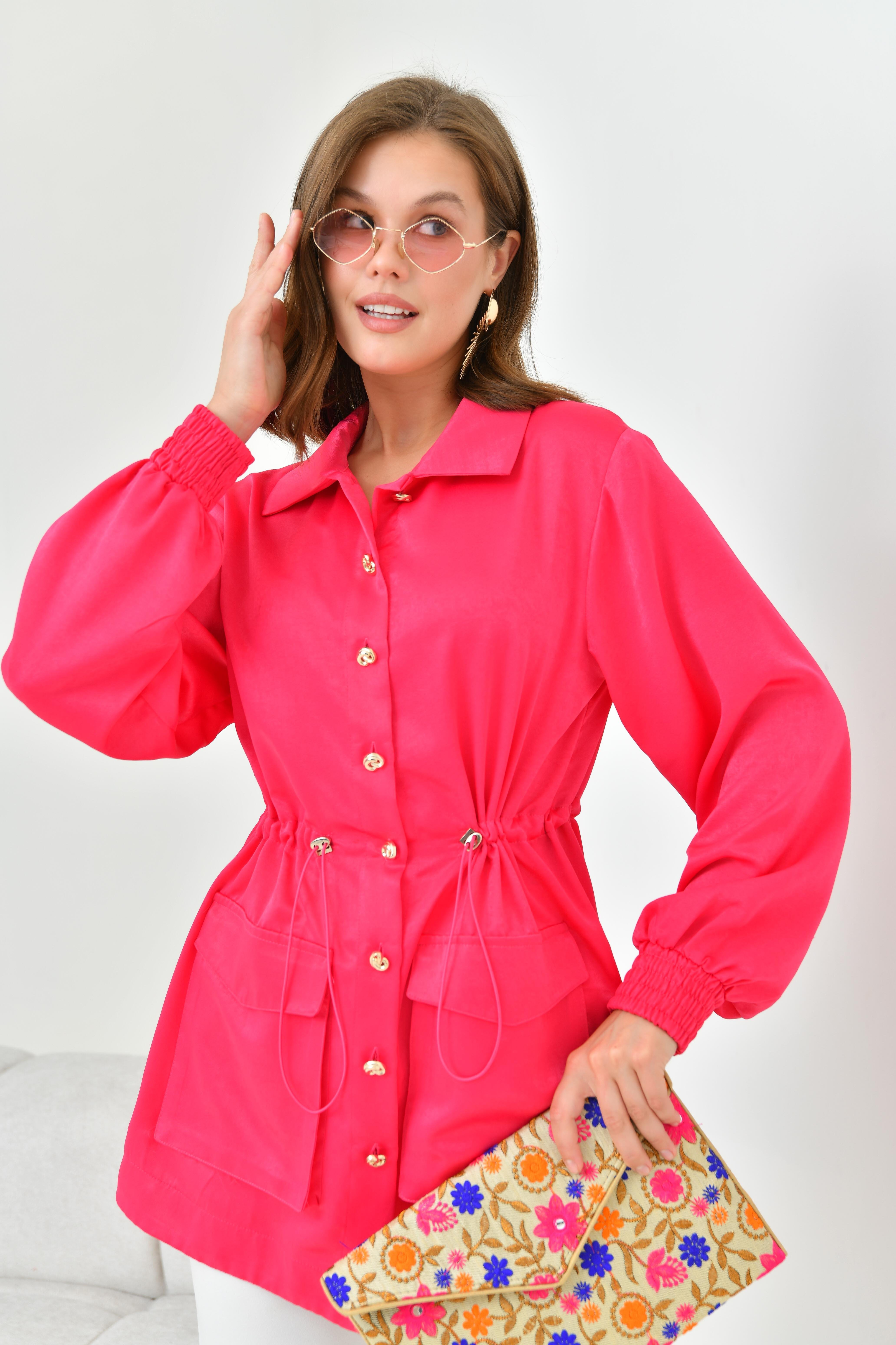 FTZ WOMEN BAYAN İPEK SATEN CAP Fuşya 30858