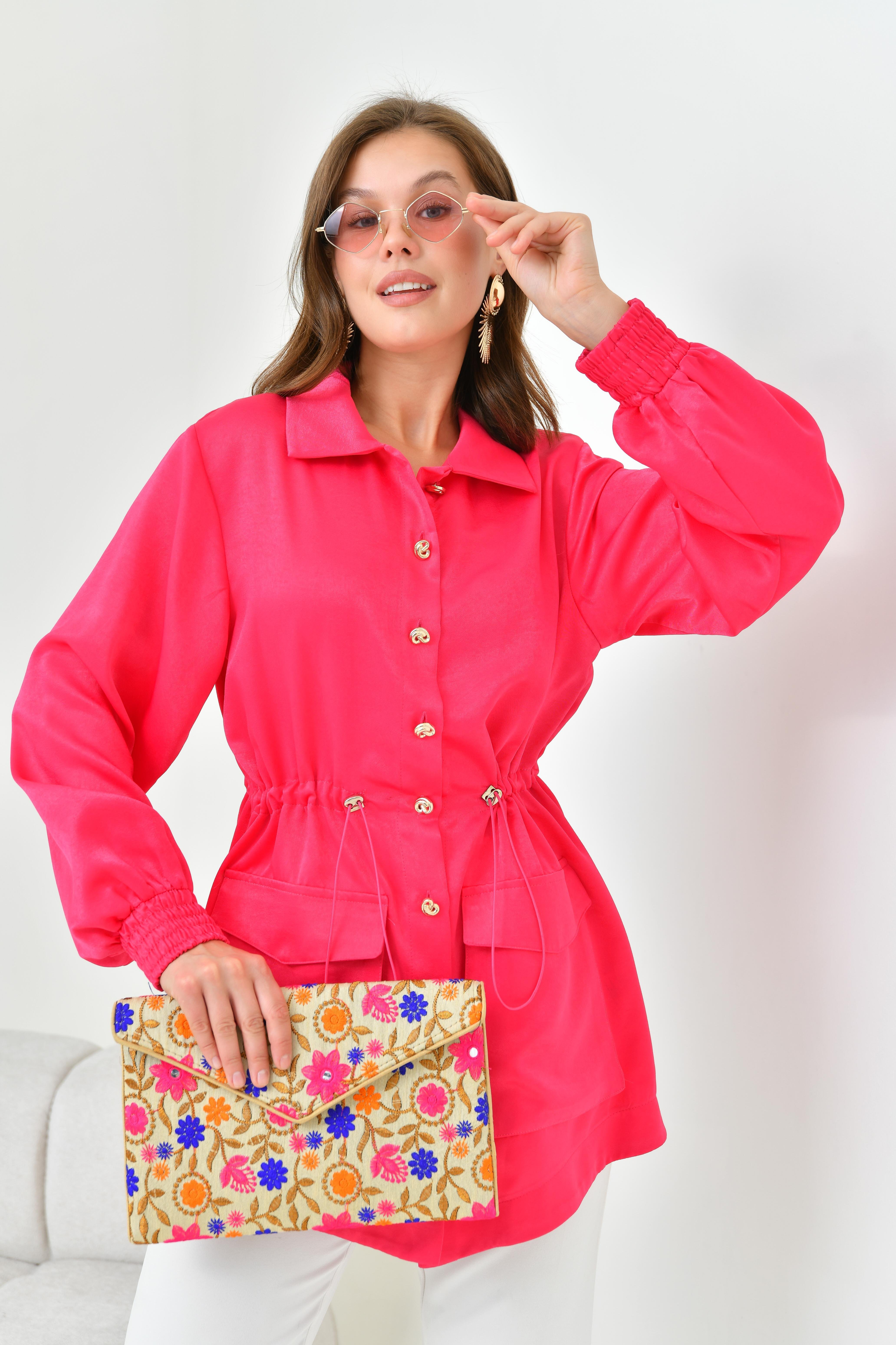 FTZ WOMEN BAYAN İPEK SATEN CAP Fuşya 30858