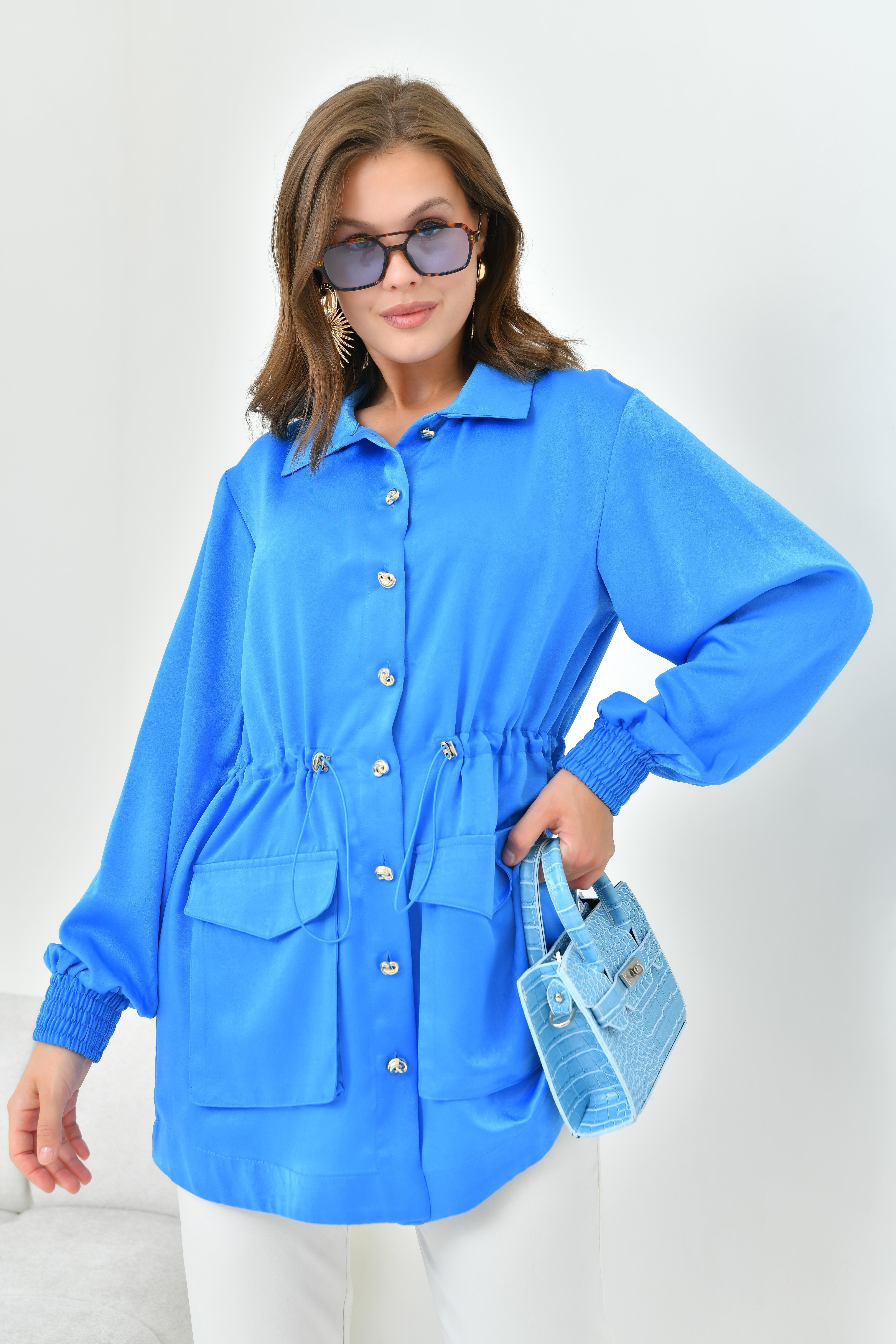 FTZ WOMEN BAYAN İPEK SATEN CAP Mavi 30858