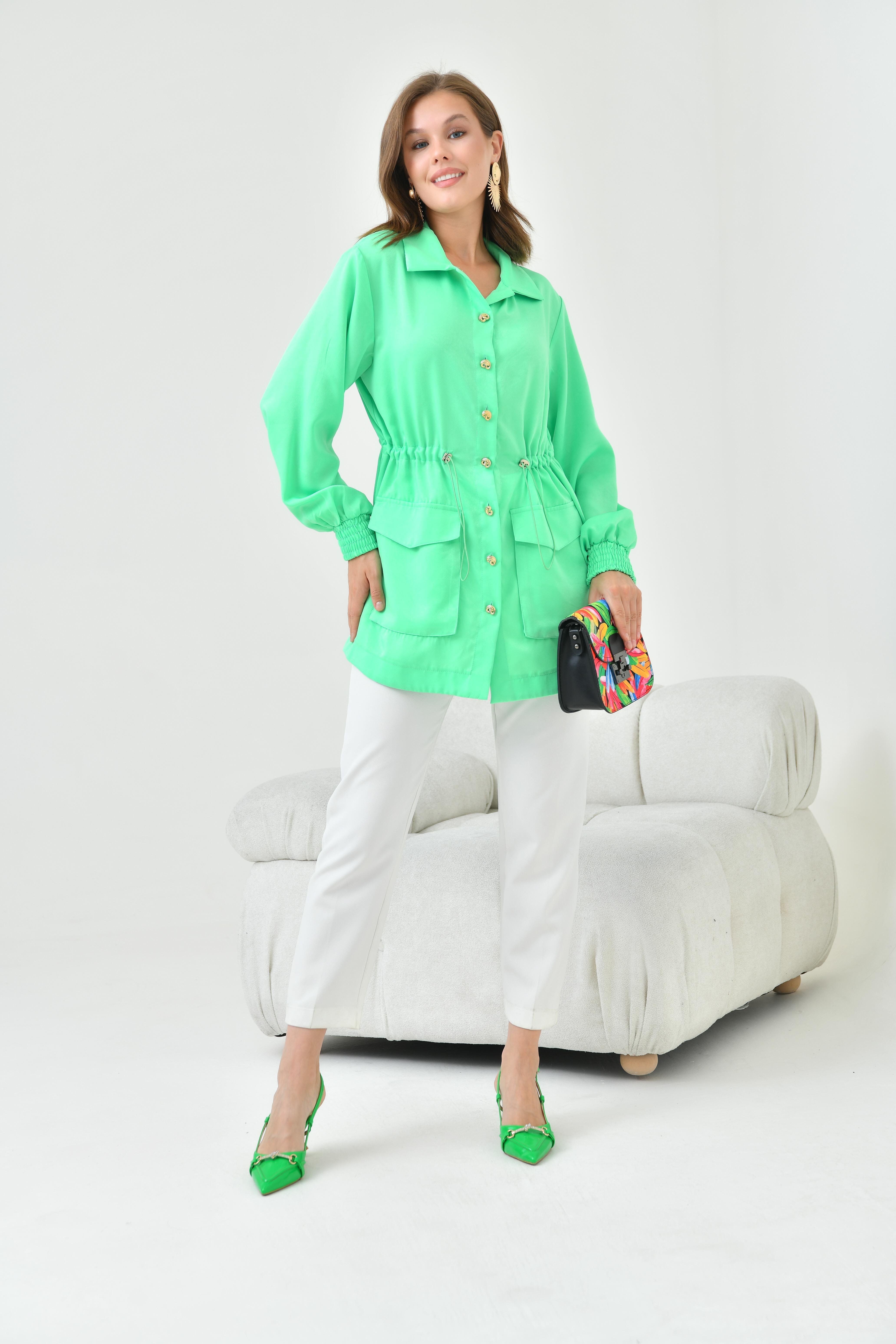 FTZ WOMEN BAYAN İPEK SATEN CAP Yeşil 30858