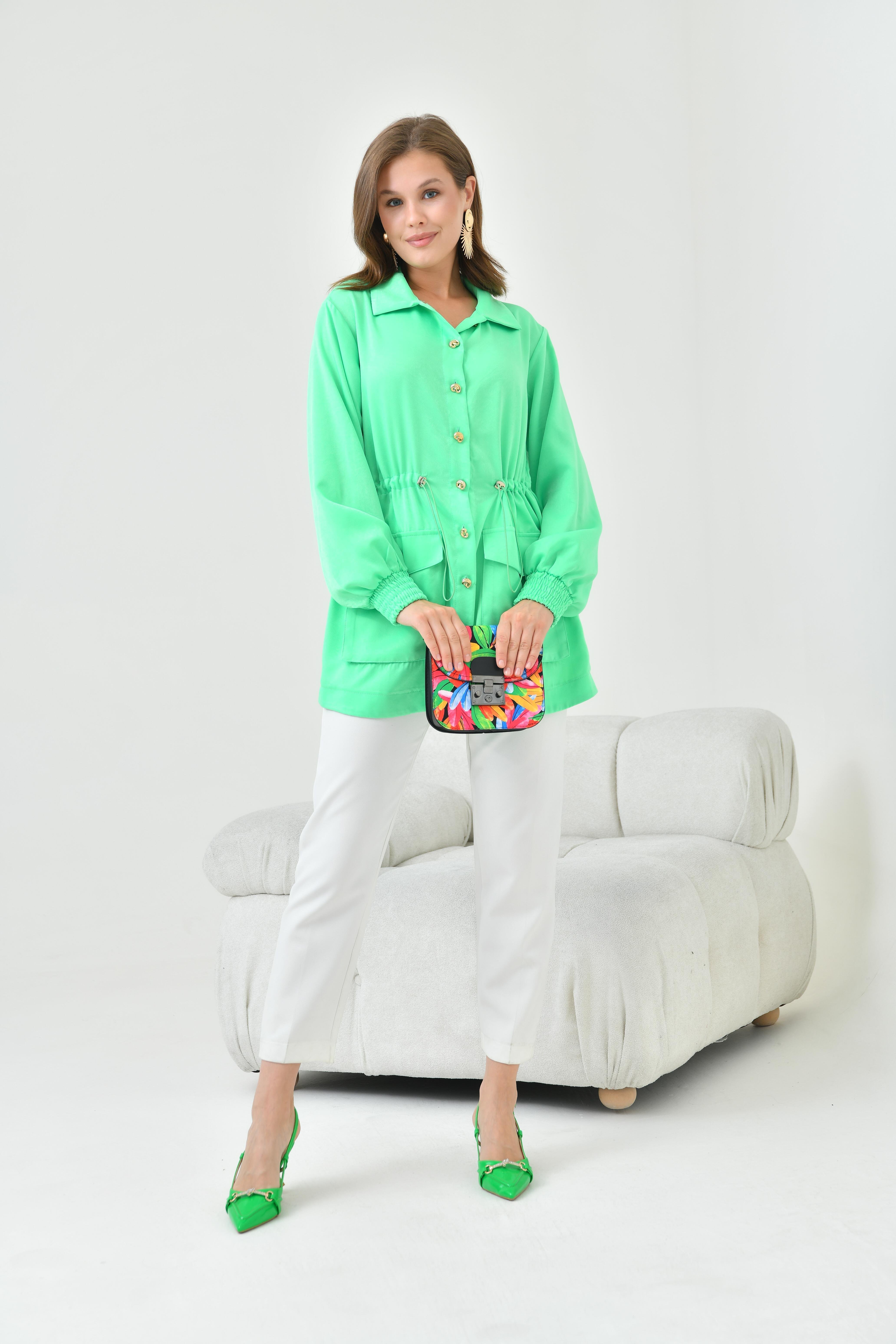 FTZ WOMEN BAYAN İPEK SATEN CAP Yeşil 30858