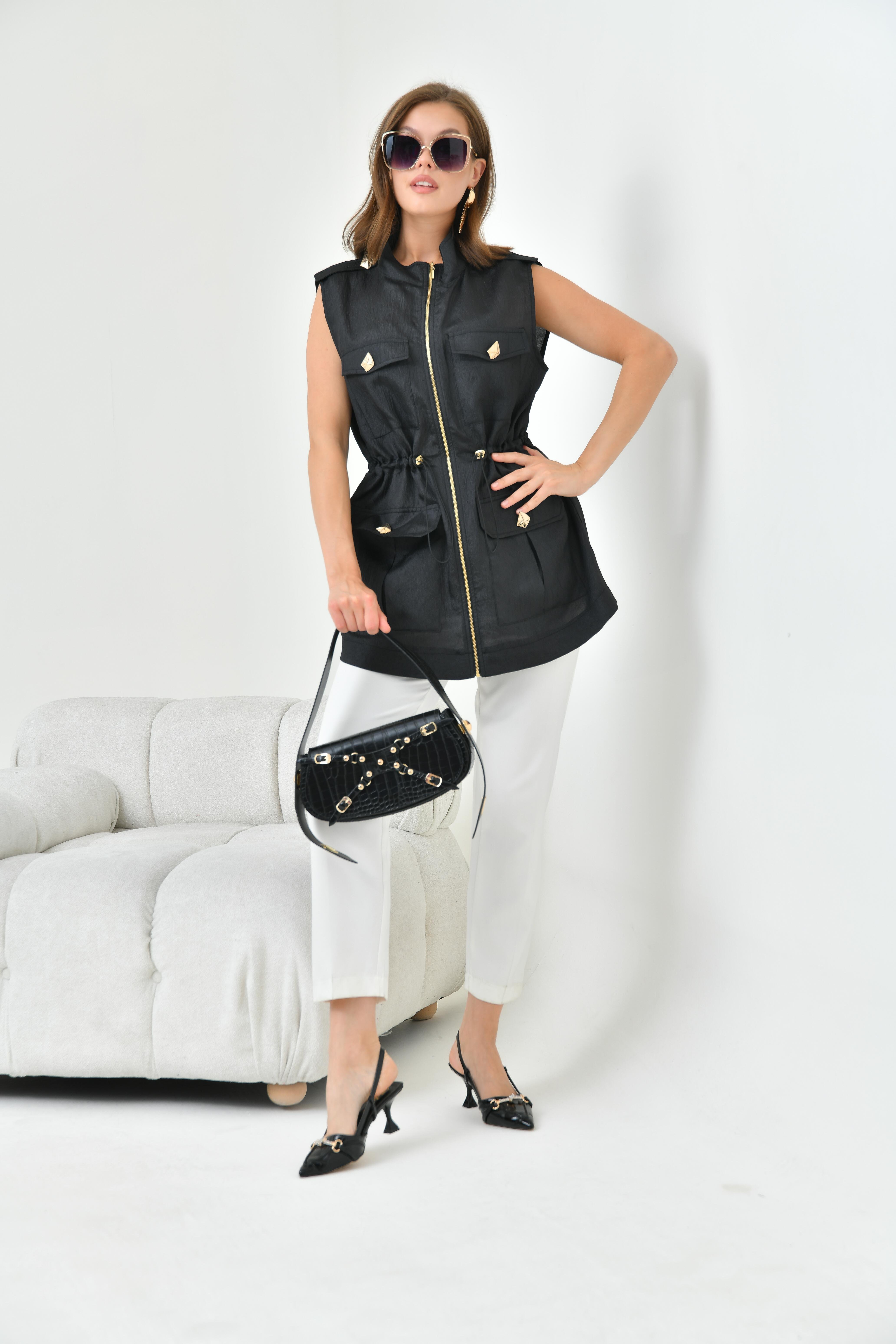 FTZ WOMEN BAYAN ORGANZE YELEK Siyah 30855