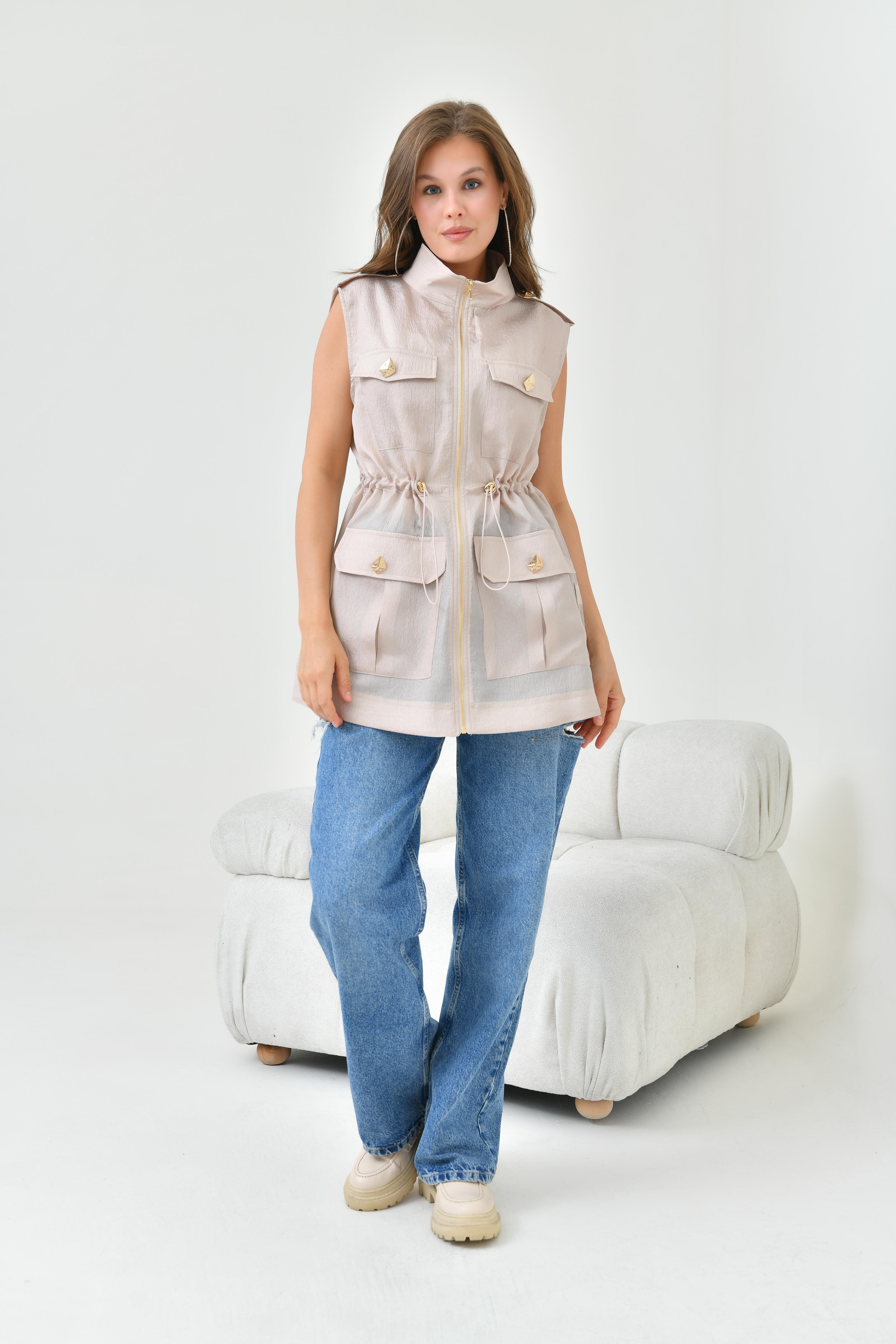 FTZ WOMEN BAYAN ORGANZE YELEK Taş 30855