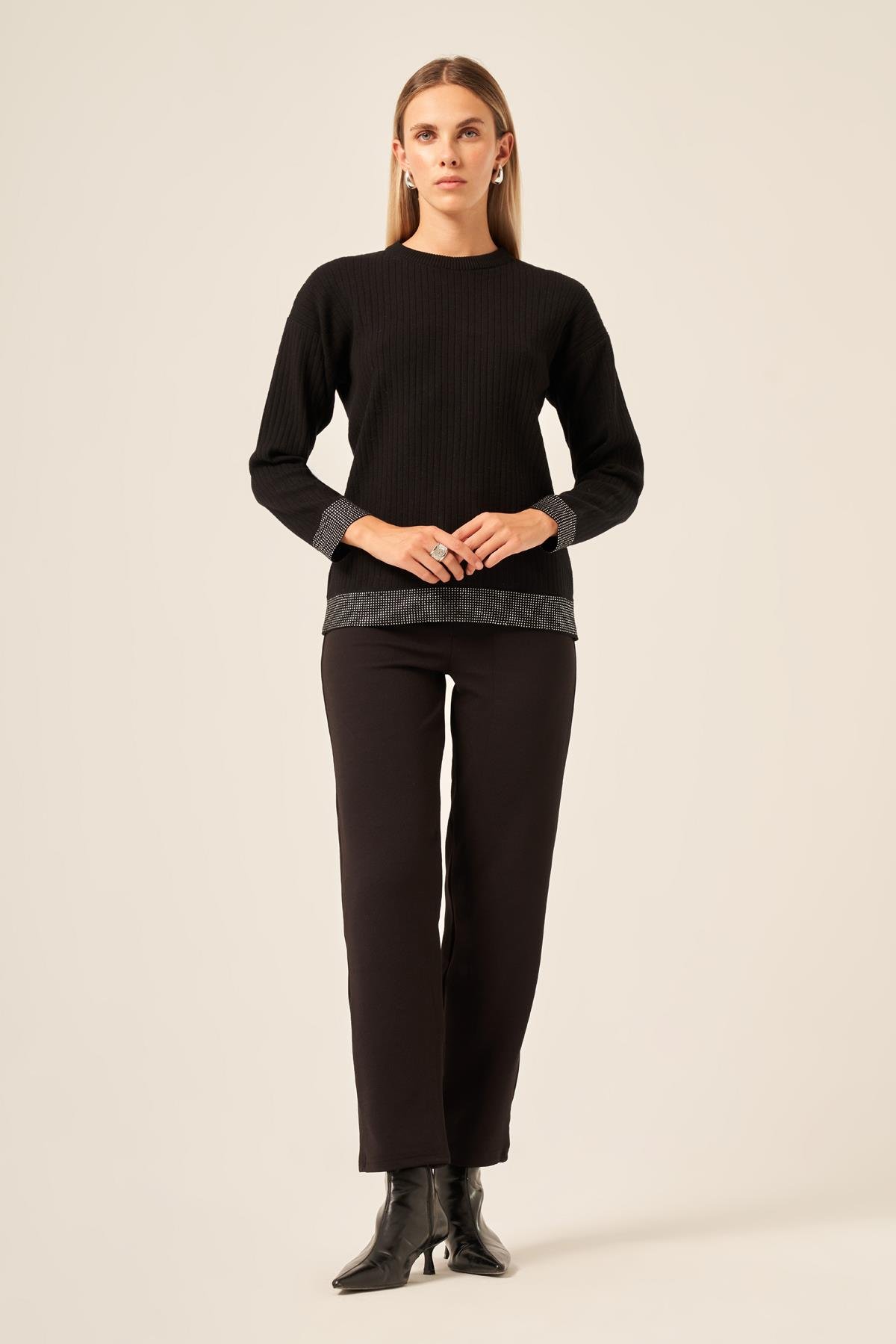 FTZ Women Ftz Kadın Taş Detaylı Bluz  Siyah 20845