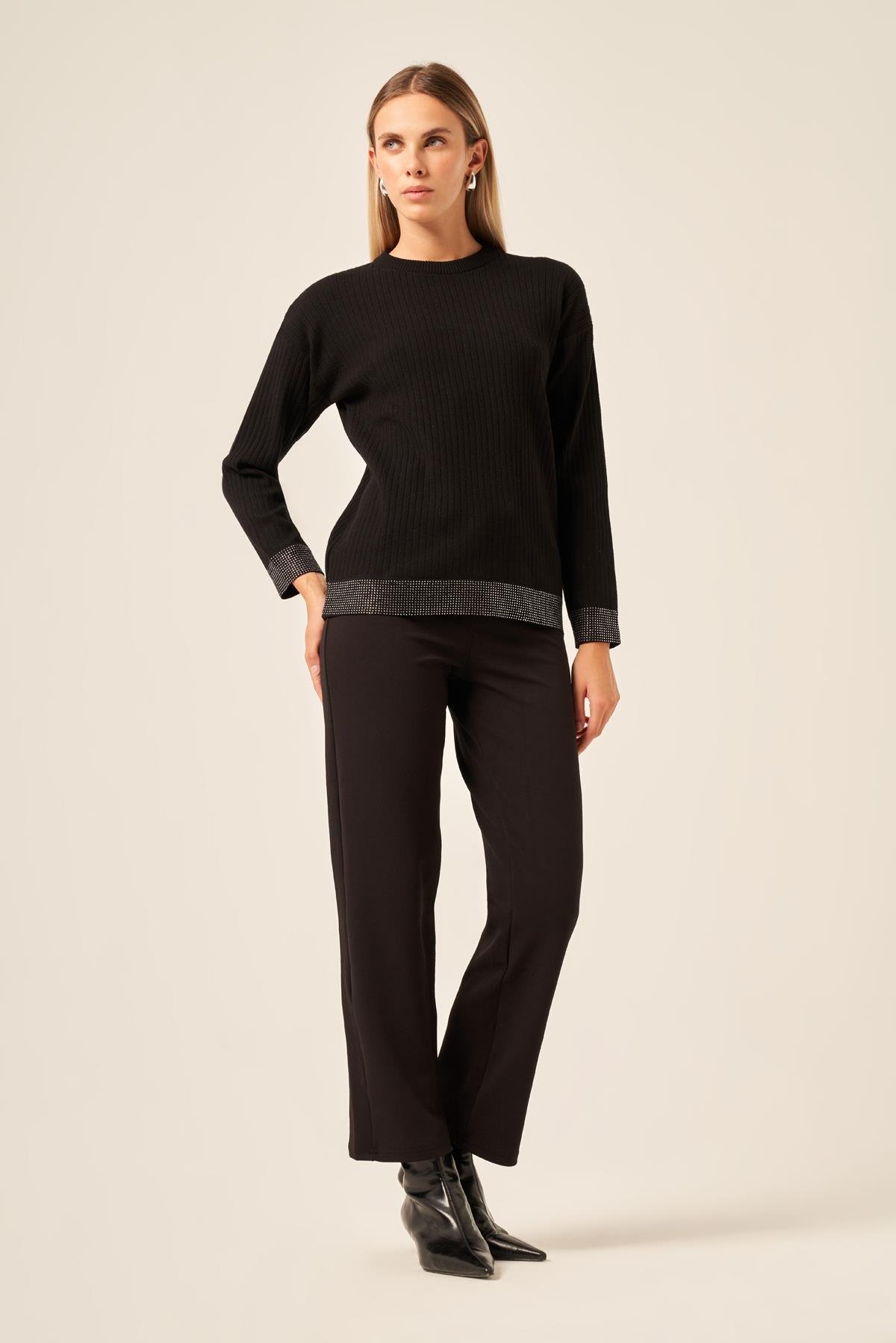 FTZ Women Ftz Kadın Taş Detaylı Bluz  Siyah 20845