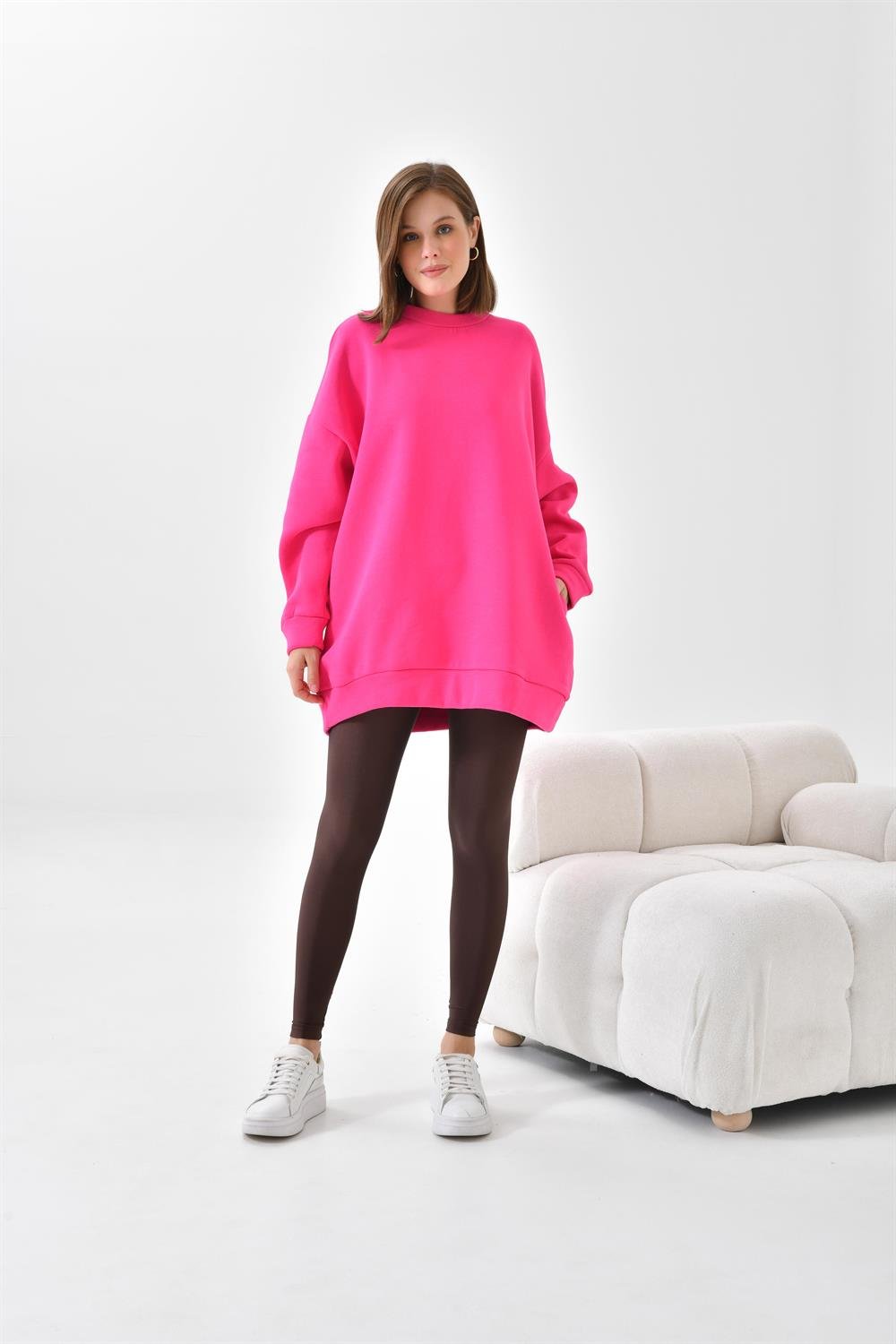 Ftz Women Kadın 3 İp Şardonlu Sweatshirt Fuşya