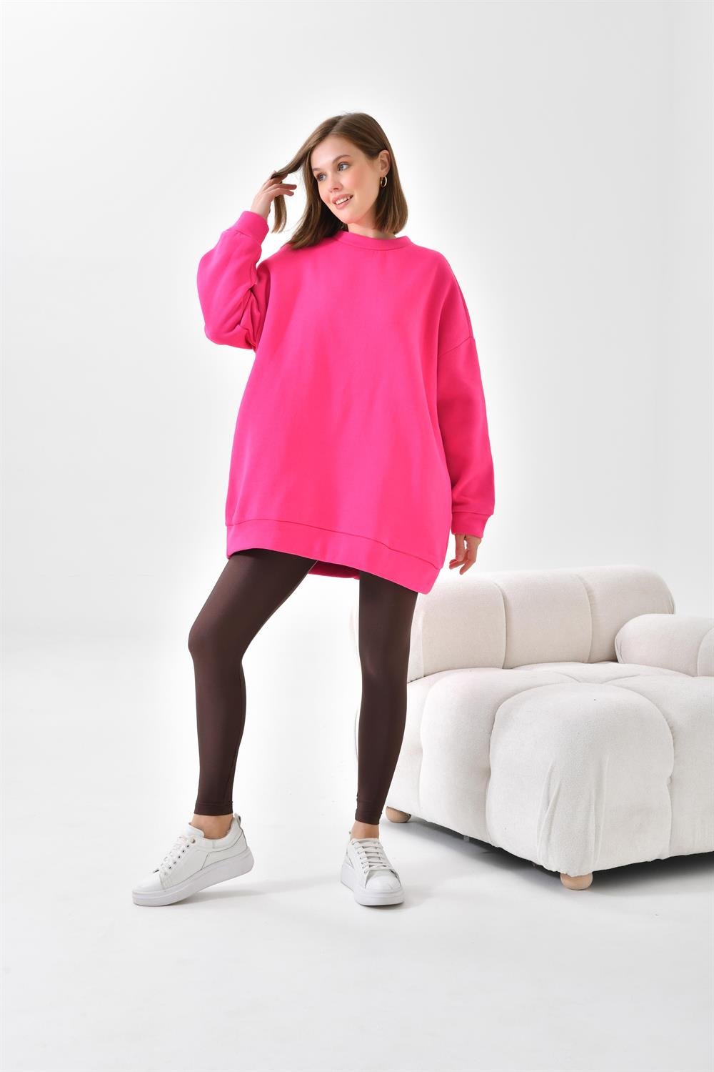 Ftz Women Kadın 3 İp Şardonlu Sweatshirt Fuşya