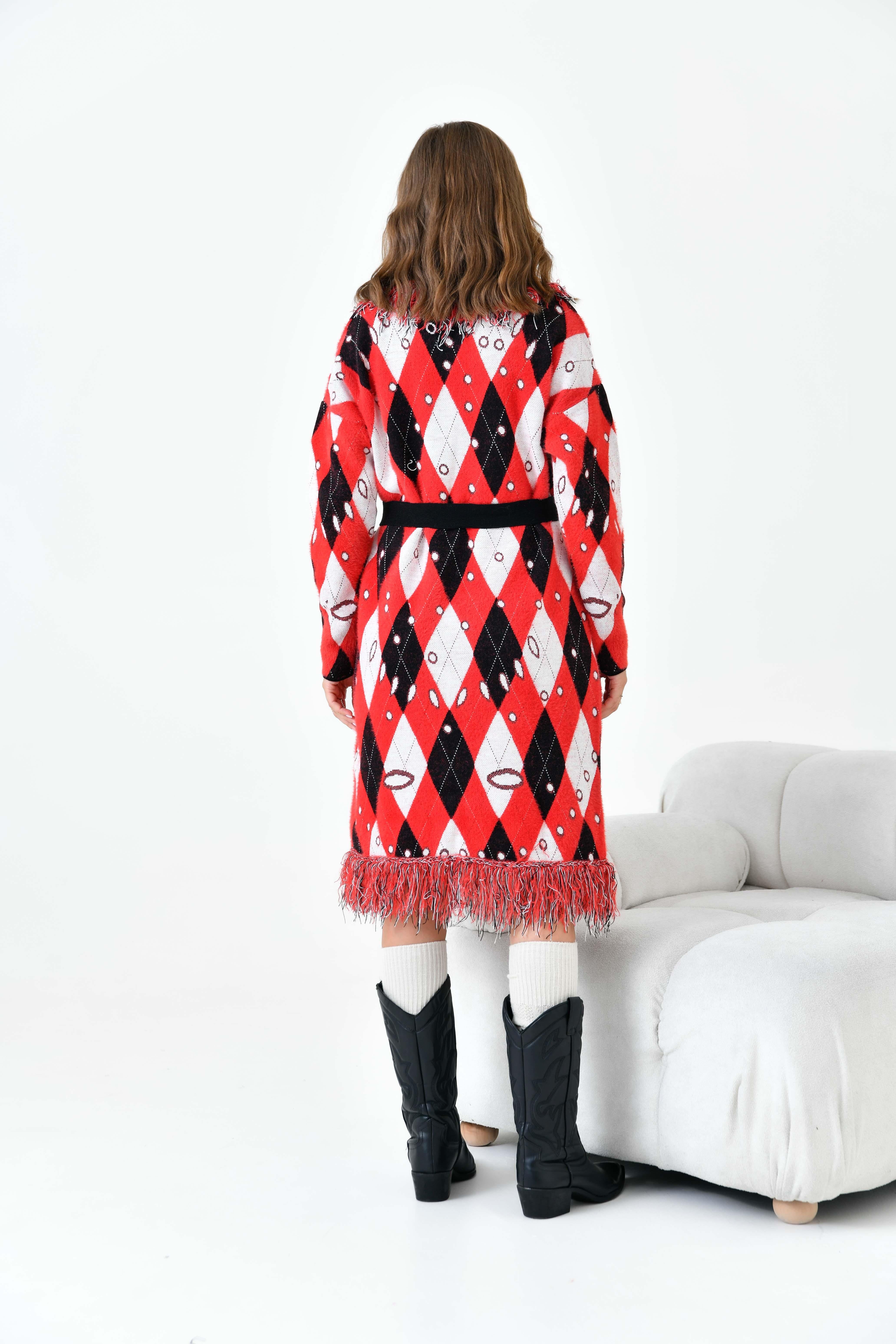 Ftz Women Kadın Baklava Desenli Giyçık Kırmızı 20519