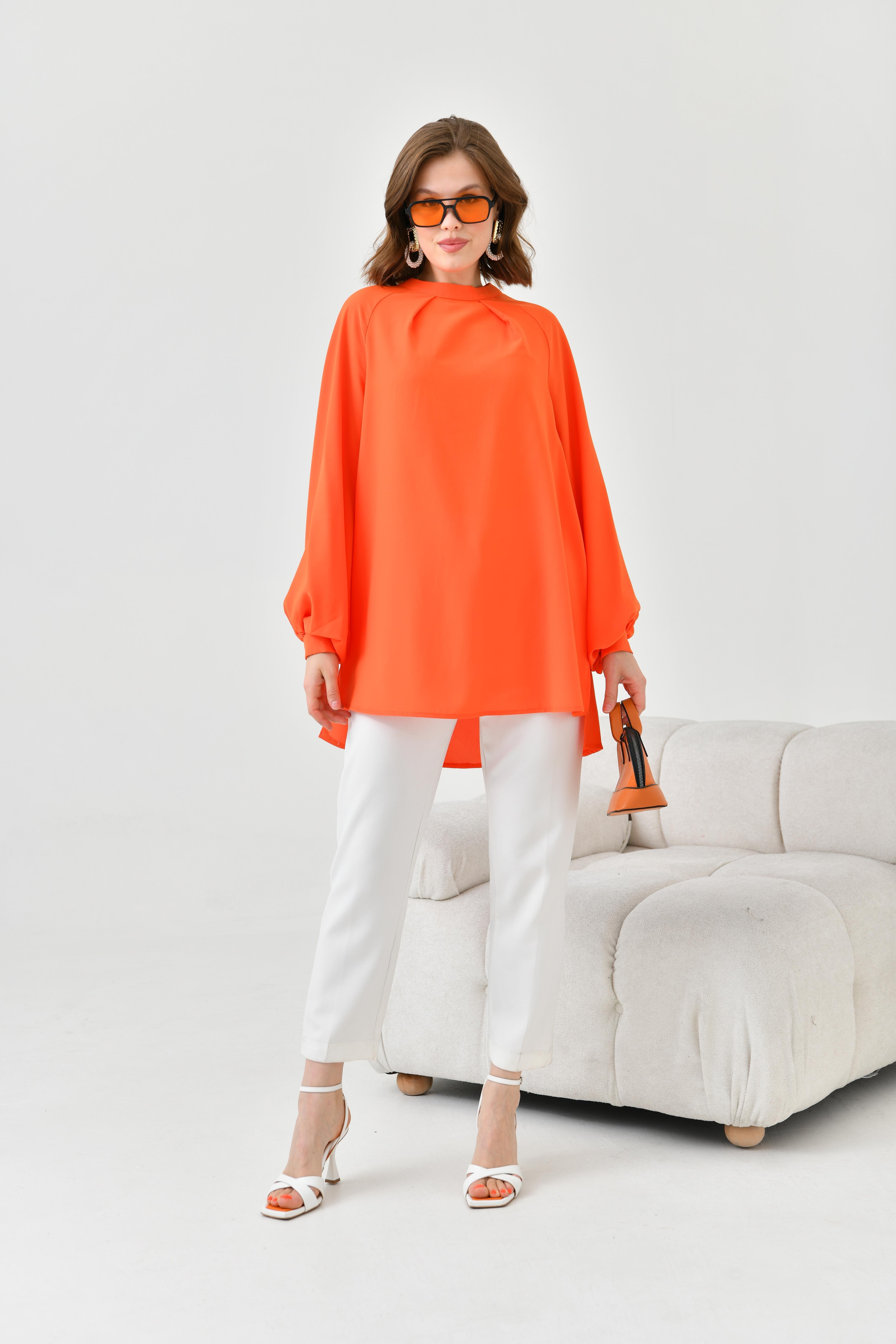 FTZ Women Kadın Balon Kollu Bluz  Orange 30752