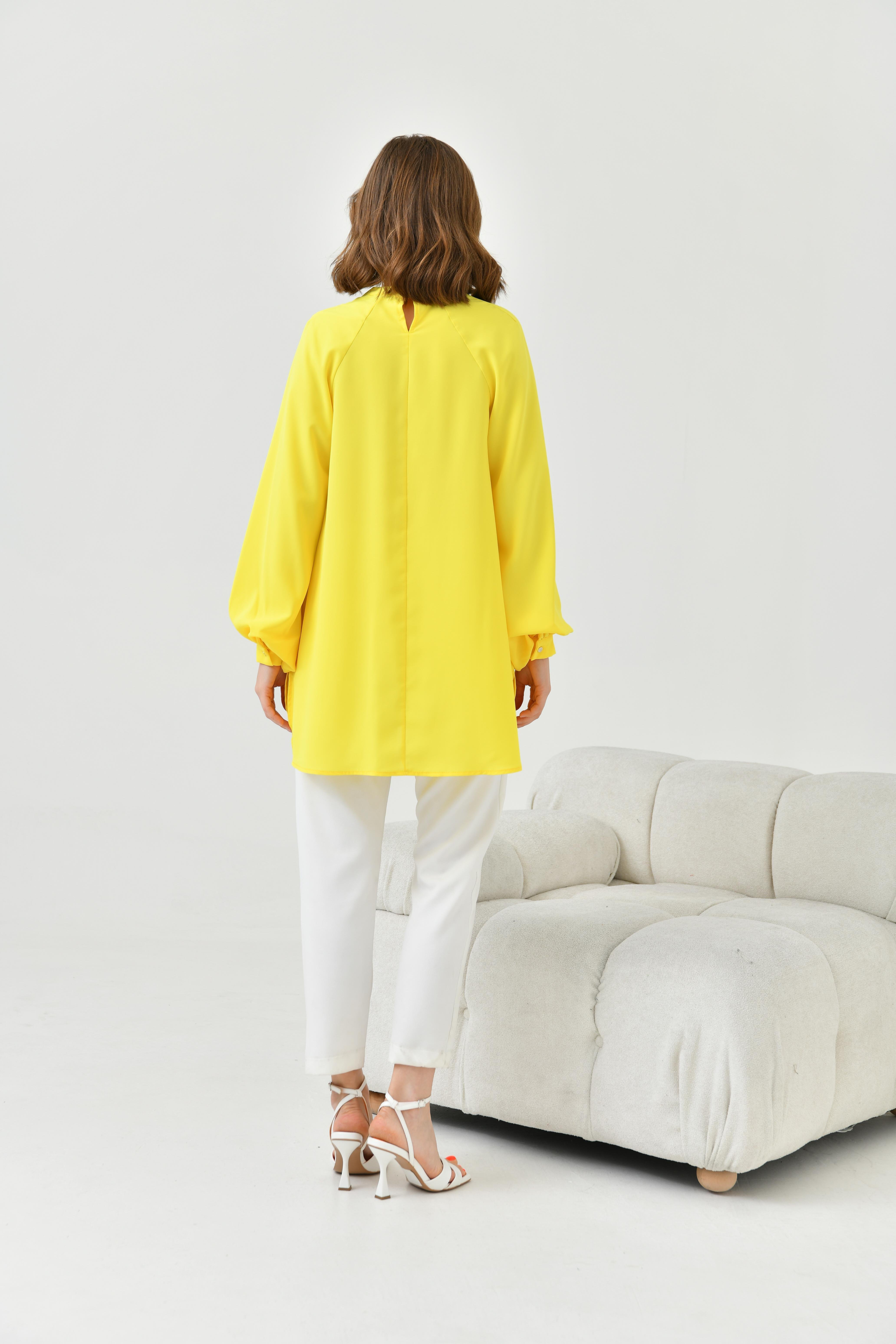 FTZ Women Kadın Balon Kollu Bluz  Sarı 30752