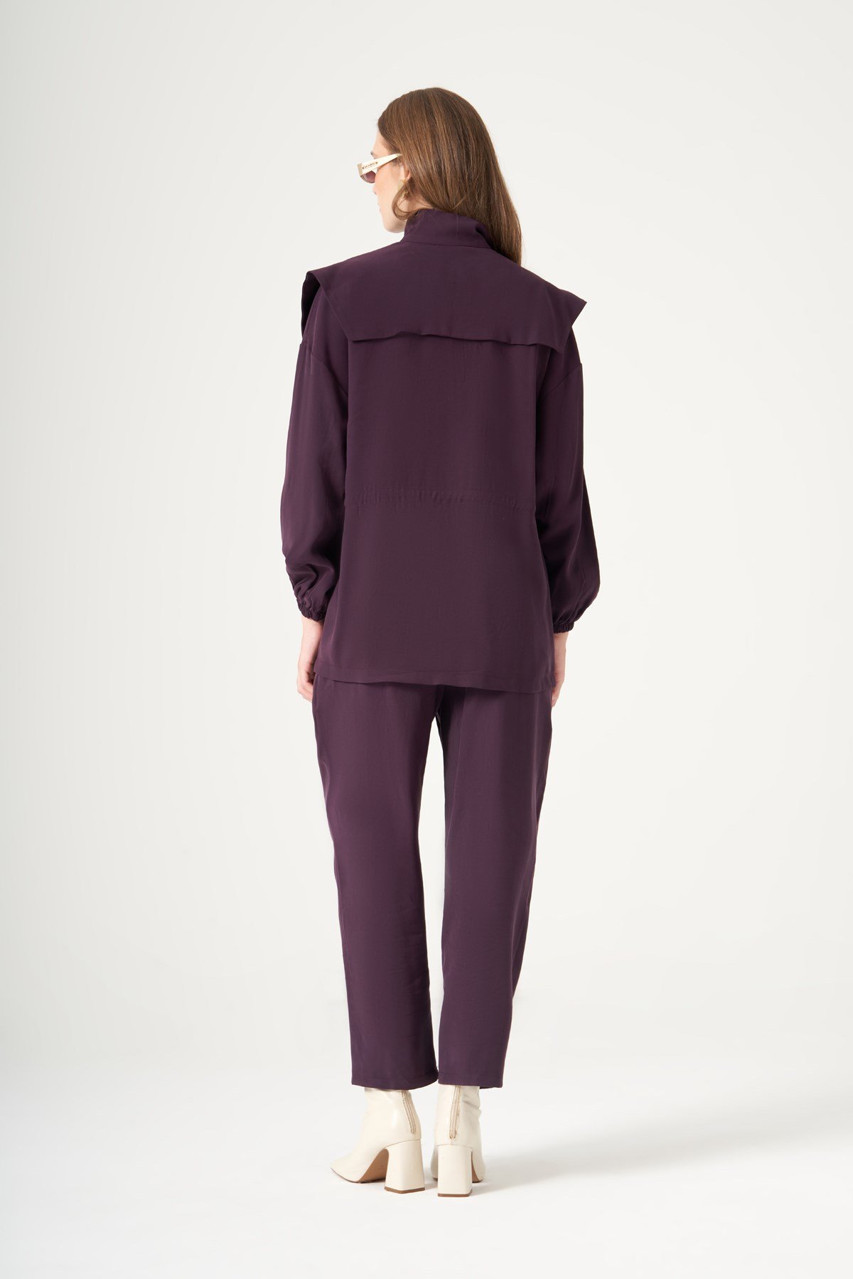 FTZ Women Kadın Cep Taşlı Pantolonlu Takım  Mürdüm 31557