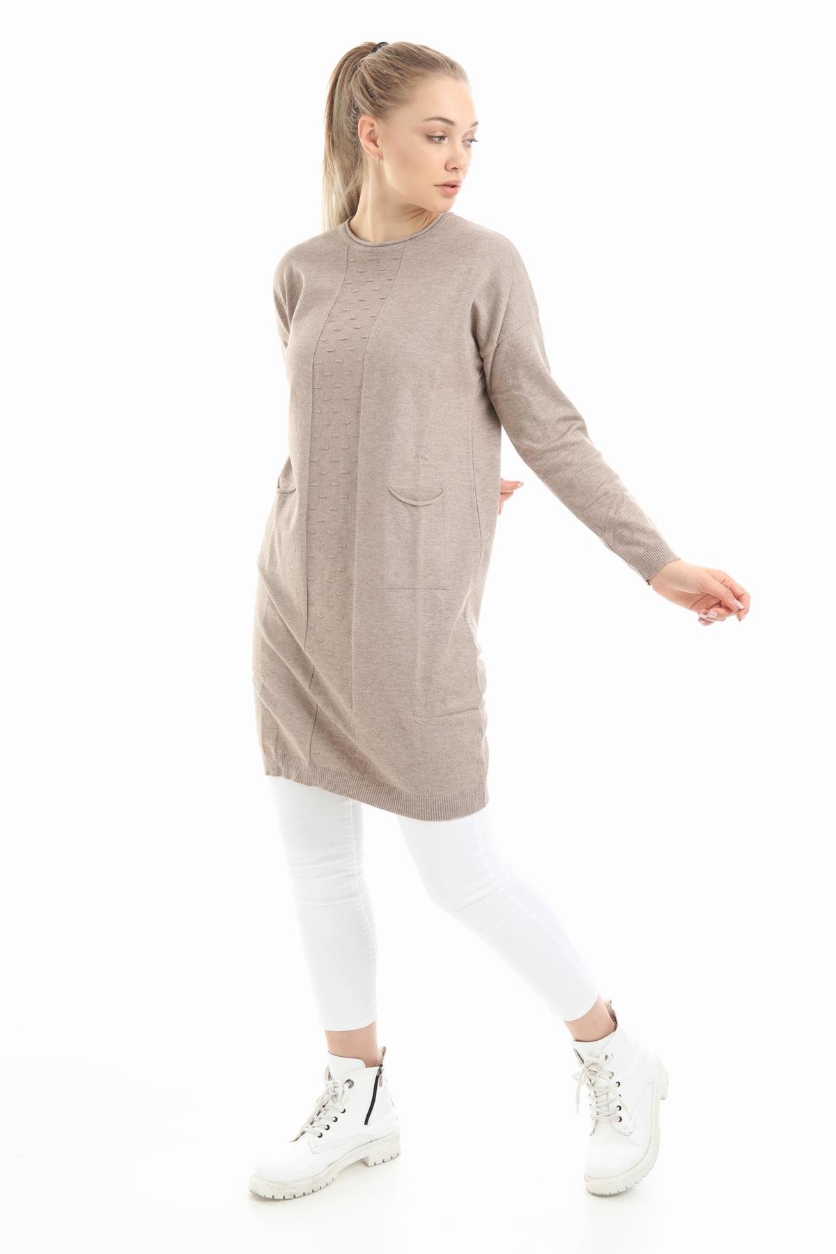 FTZ Women Kadın Cepli Tunik  Beige 20-260