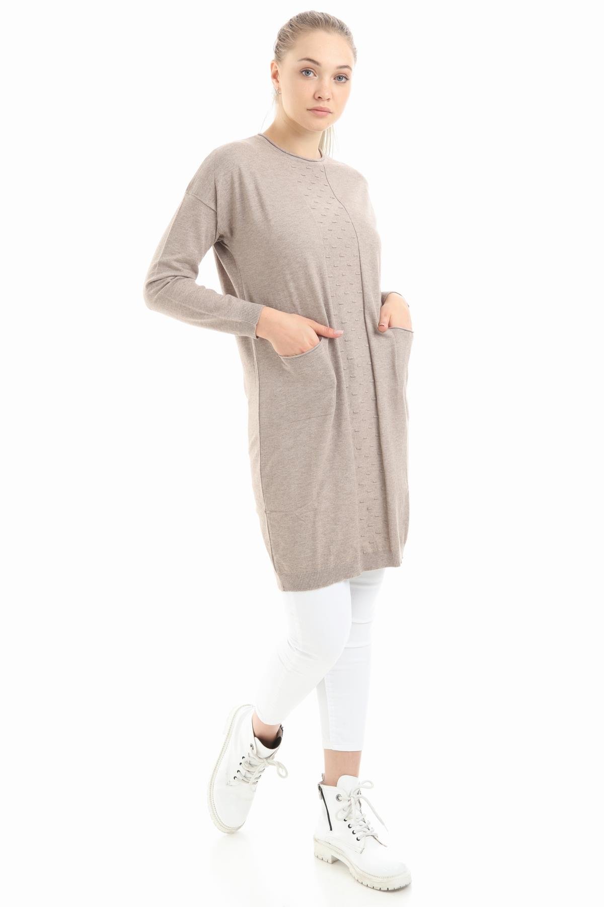 FTZ Women Kadın Cepli Tunik  Beige 20-260