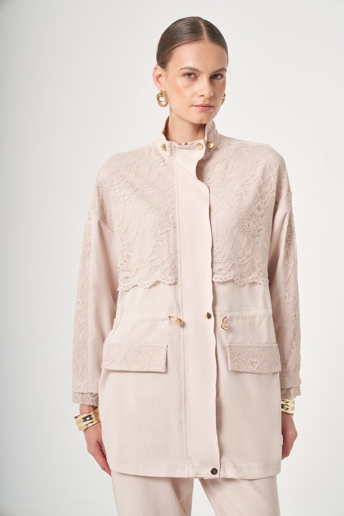 FTZ Women Kadın Dantel Detay Takım  Beige 31384