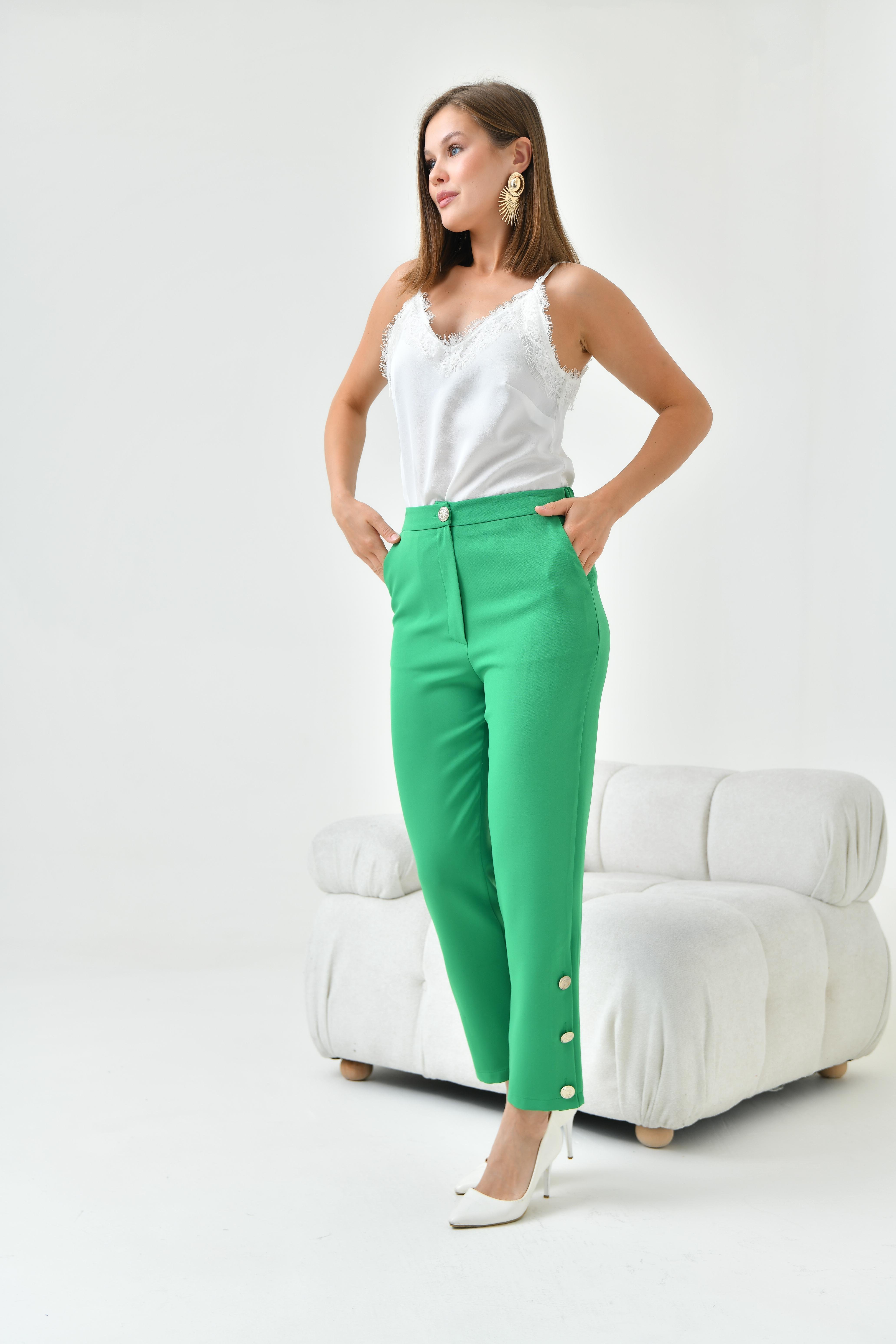 Ftz Women Kadın Dar Paça Düğmeli Pantolon Benetton 30779