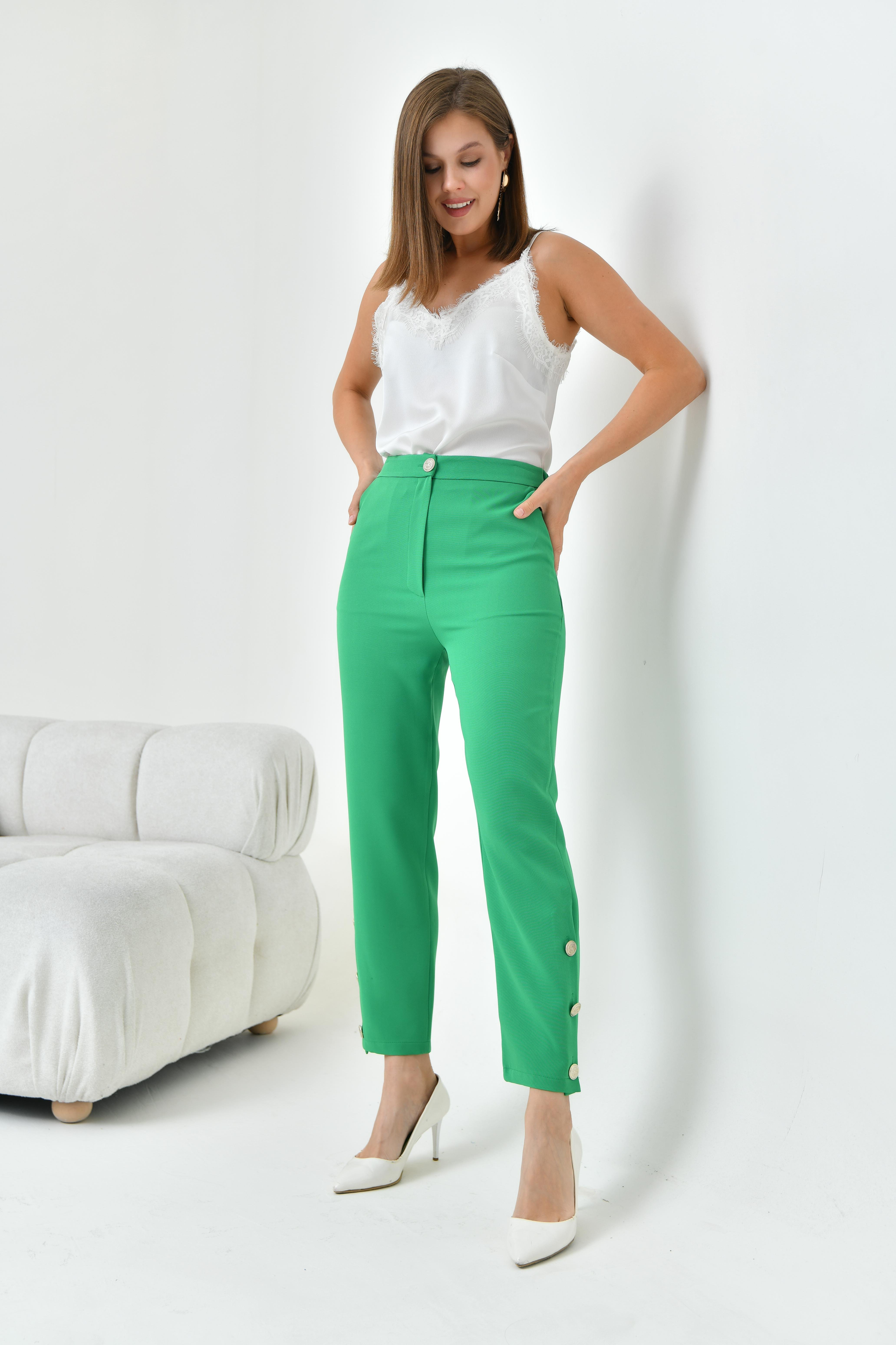 Ftz Women Kadın Dar Paça Düğmeli Pantolon Benetton 30779