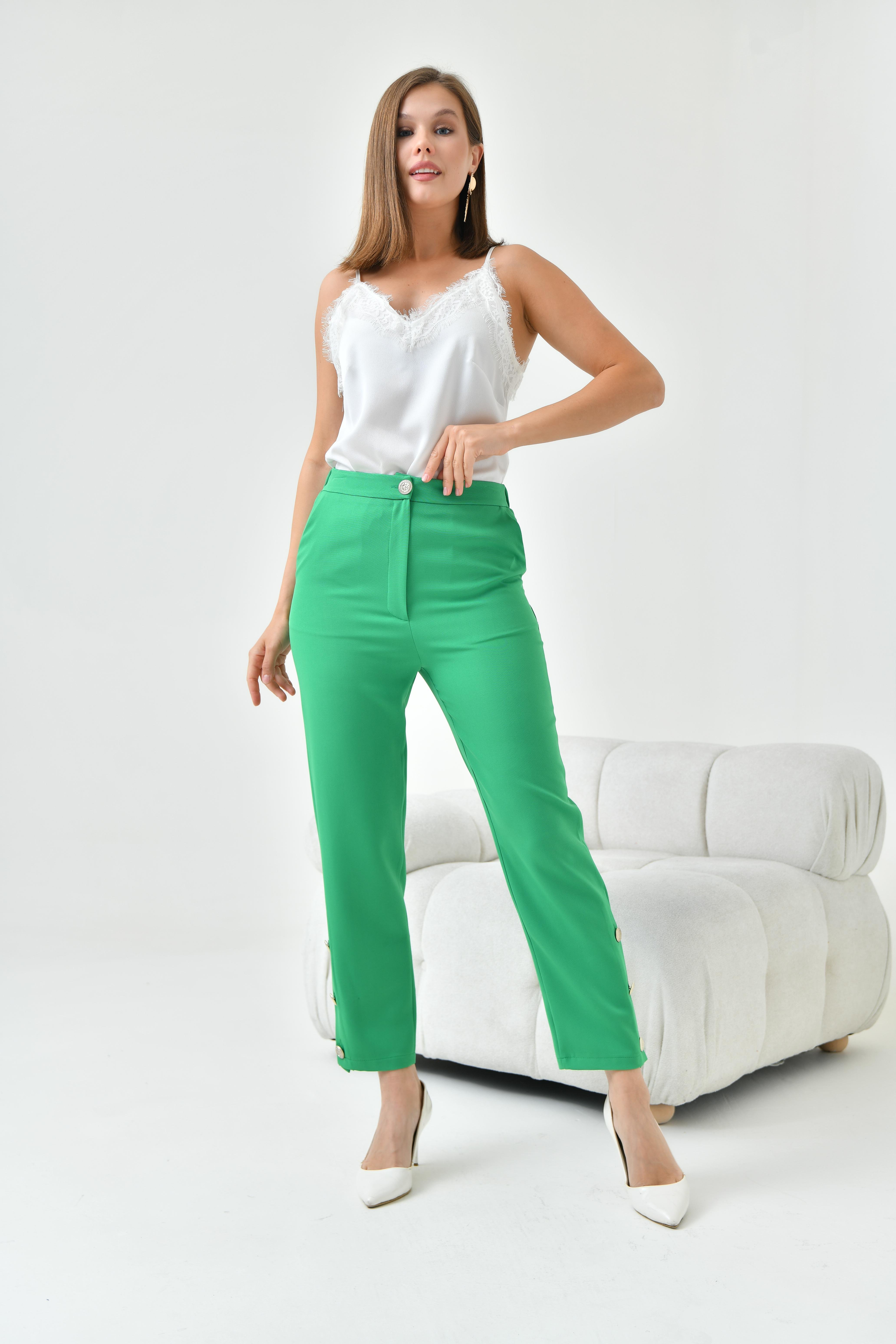 Ftz Women Kadın Dar Paça Düğmeli Pantolon Benetton 30779