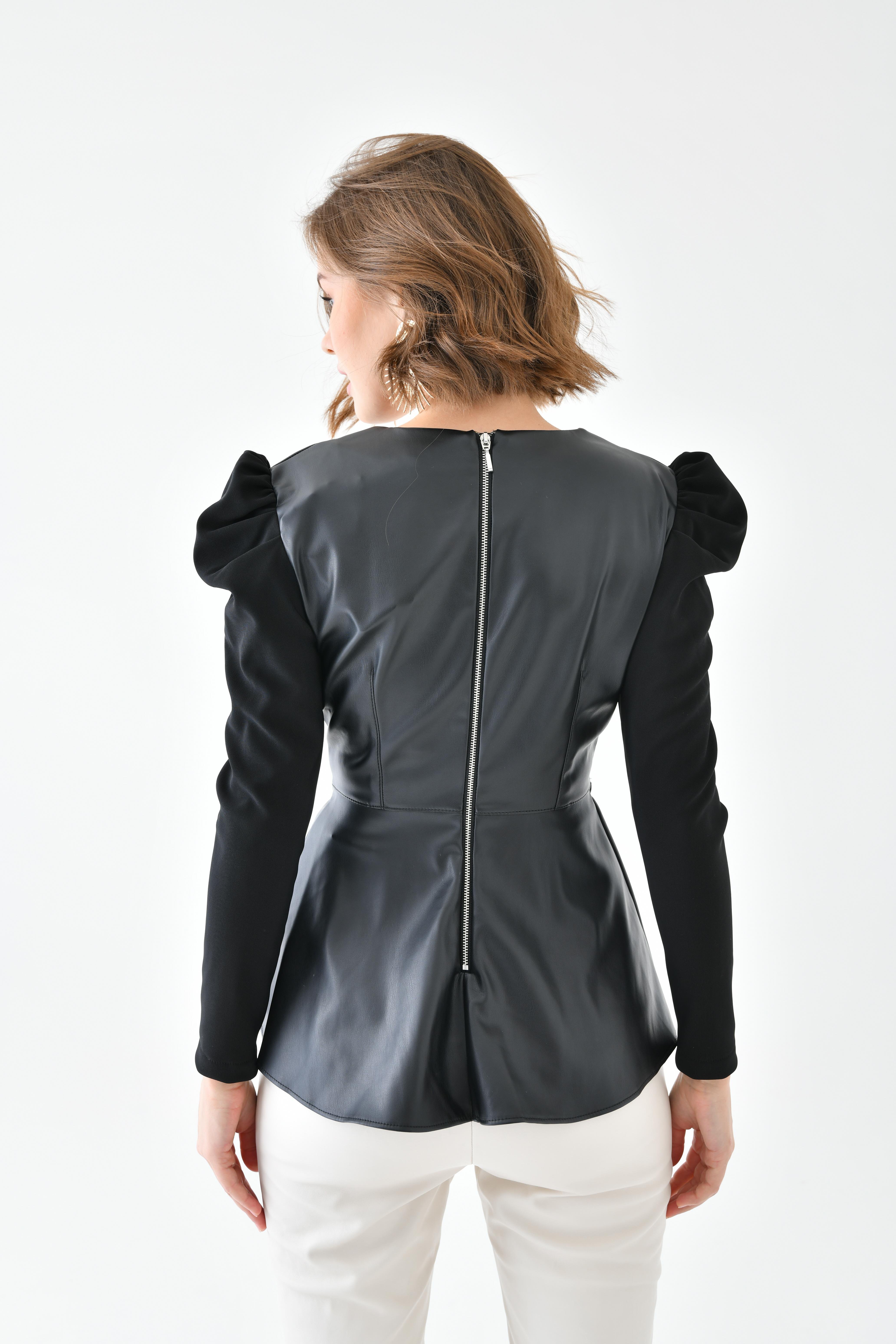 FTZ Women Kadın Deri Bluz Siyah RBN4072