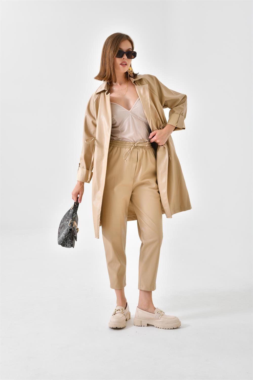 FTZ Women Kadın Deri Pantolon Camel