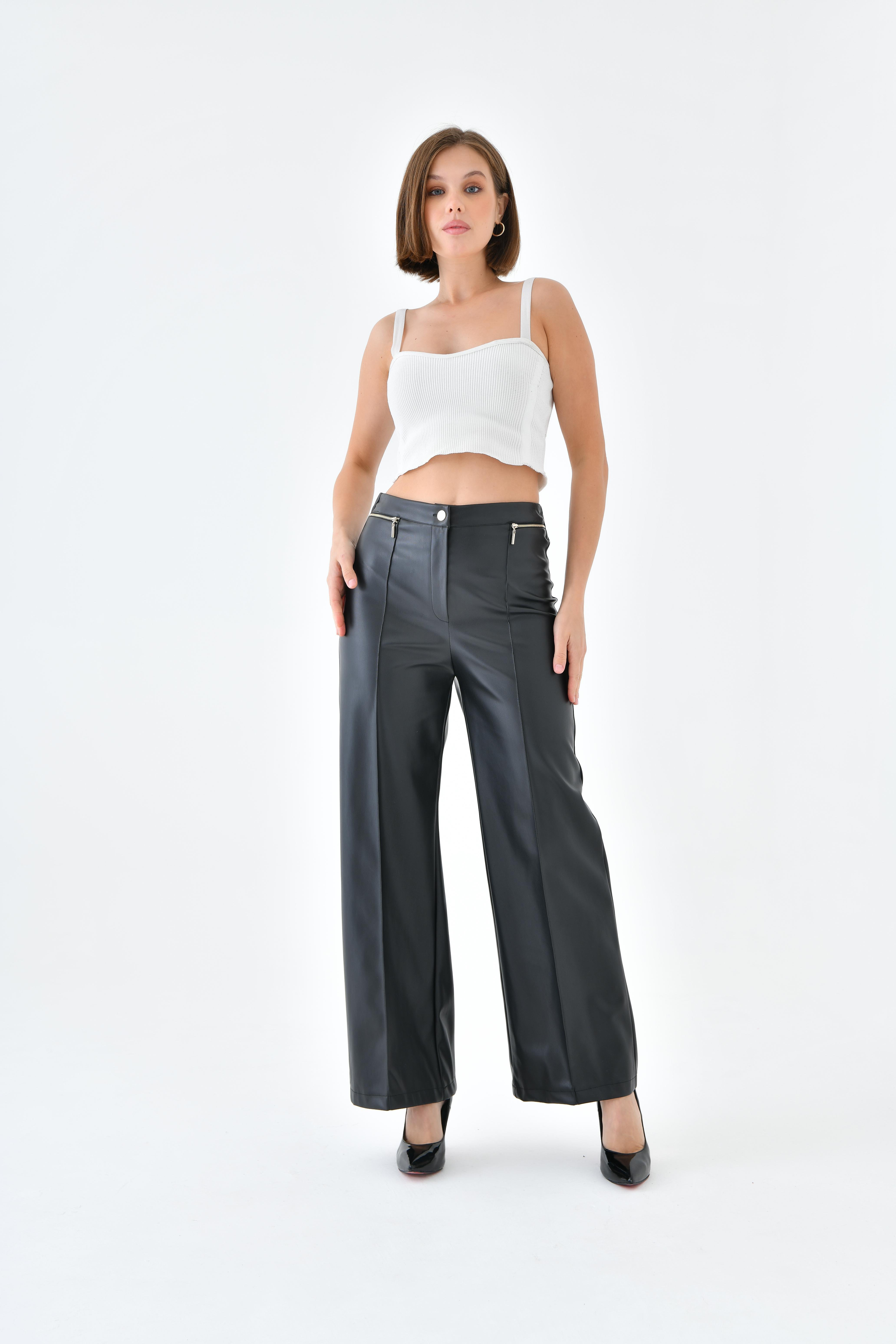 FTZ Women Kadın Deri Pantolon  Siyah 30634