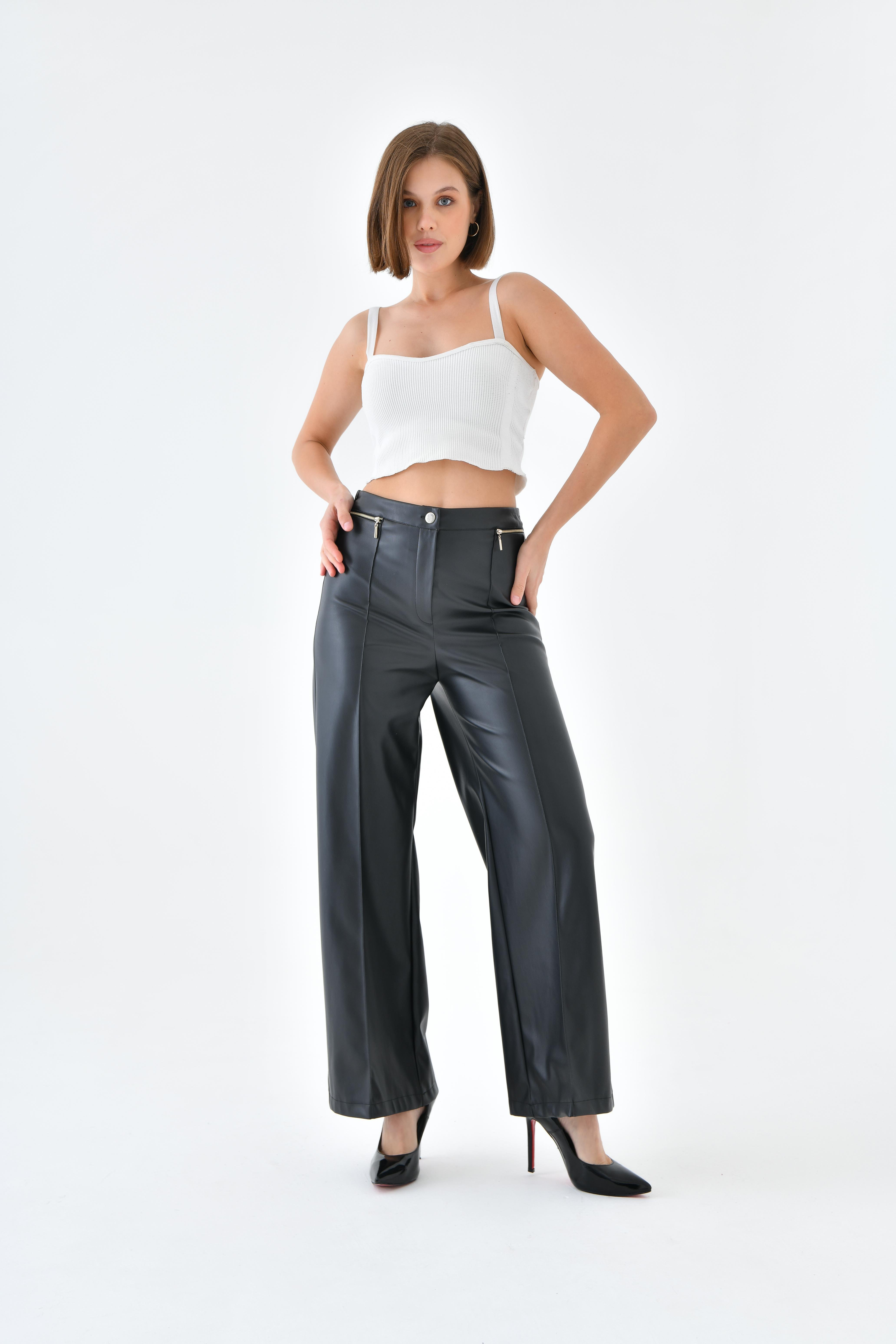 FTZ Women Kadın Deri Pantolon  Siyah 30634