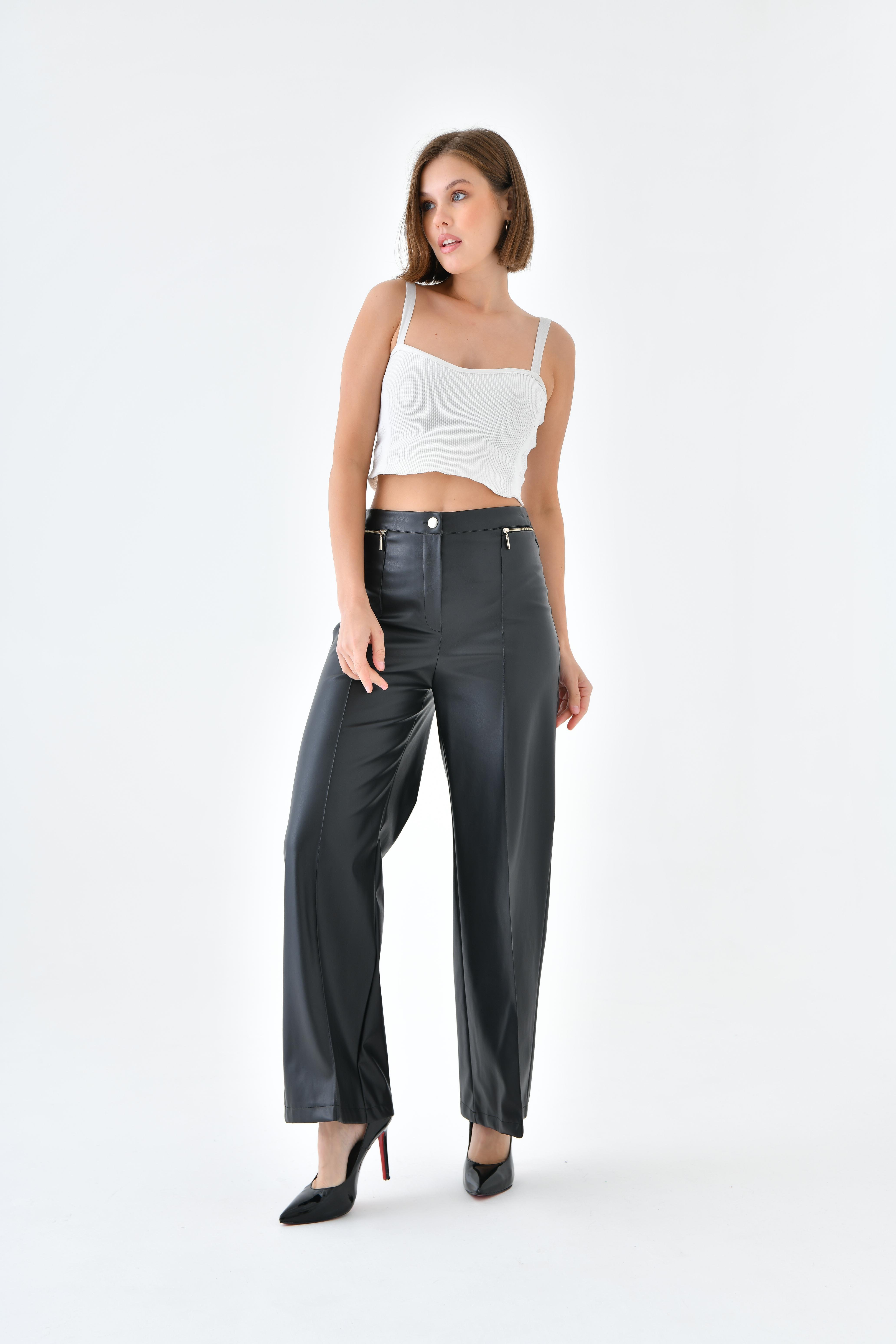 FTZ Women Kadın Deri Pantolon  Siyah 30634