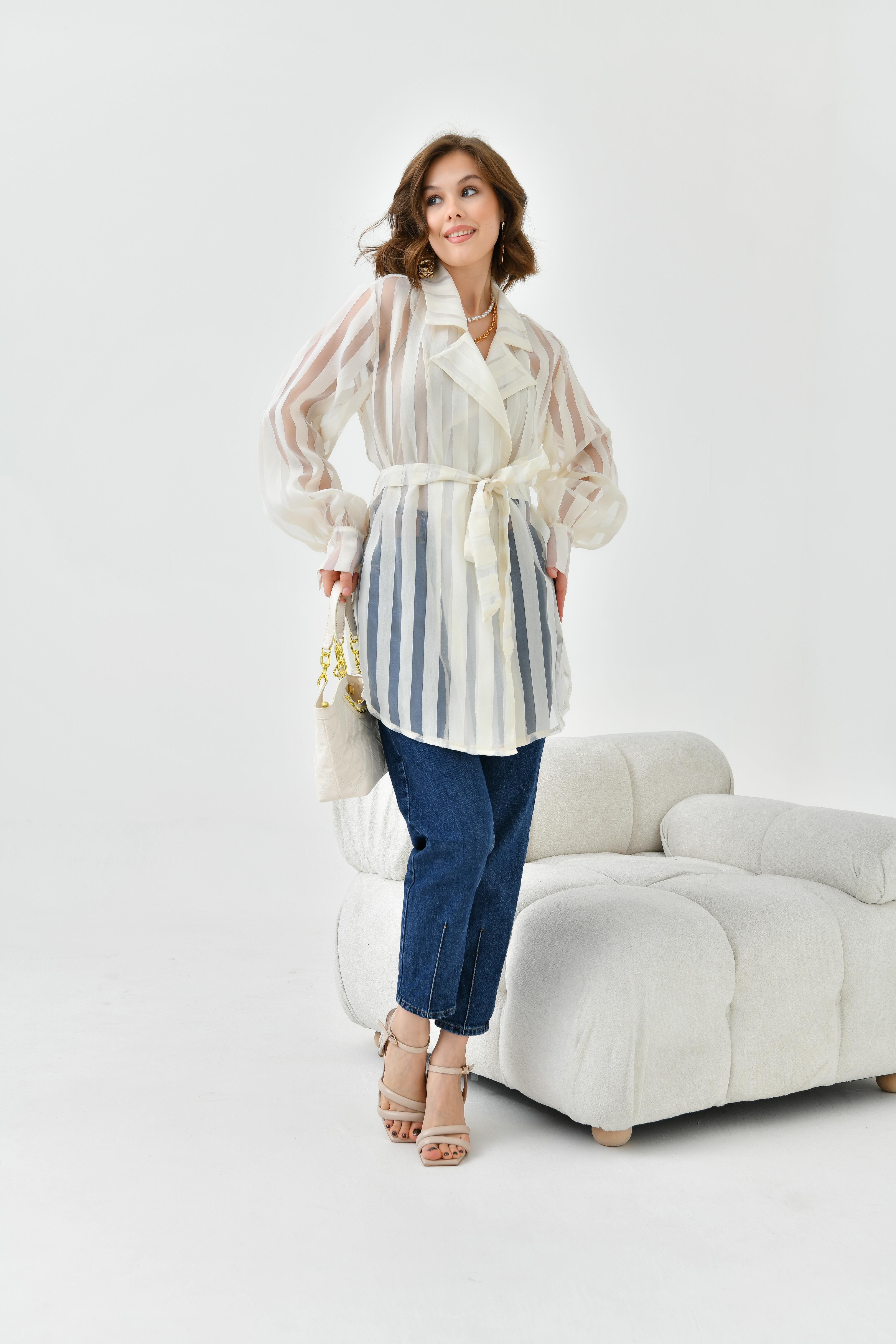 Ftz Women Kadın Desenli Organze Kap Taş 30738