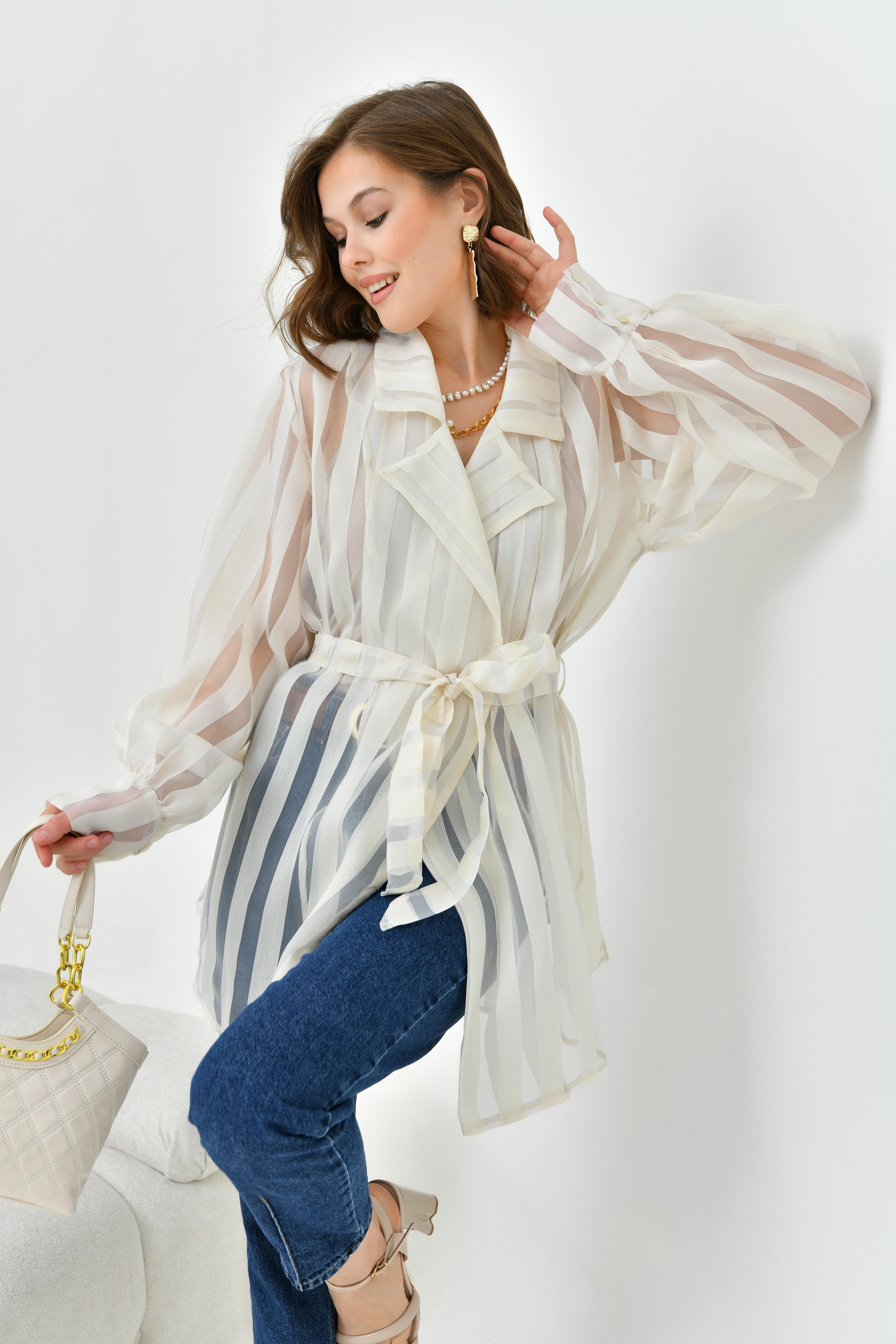 Ftz Women Kadın Desenli Organze Kap Taş 30738