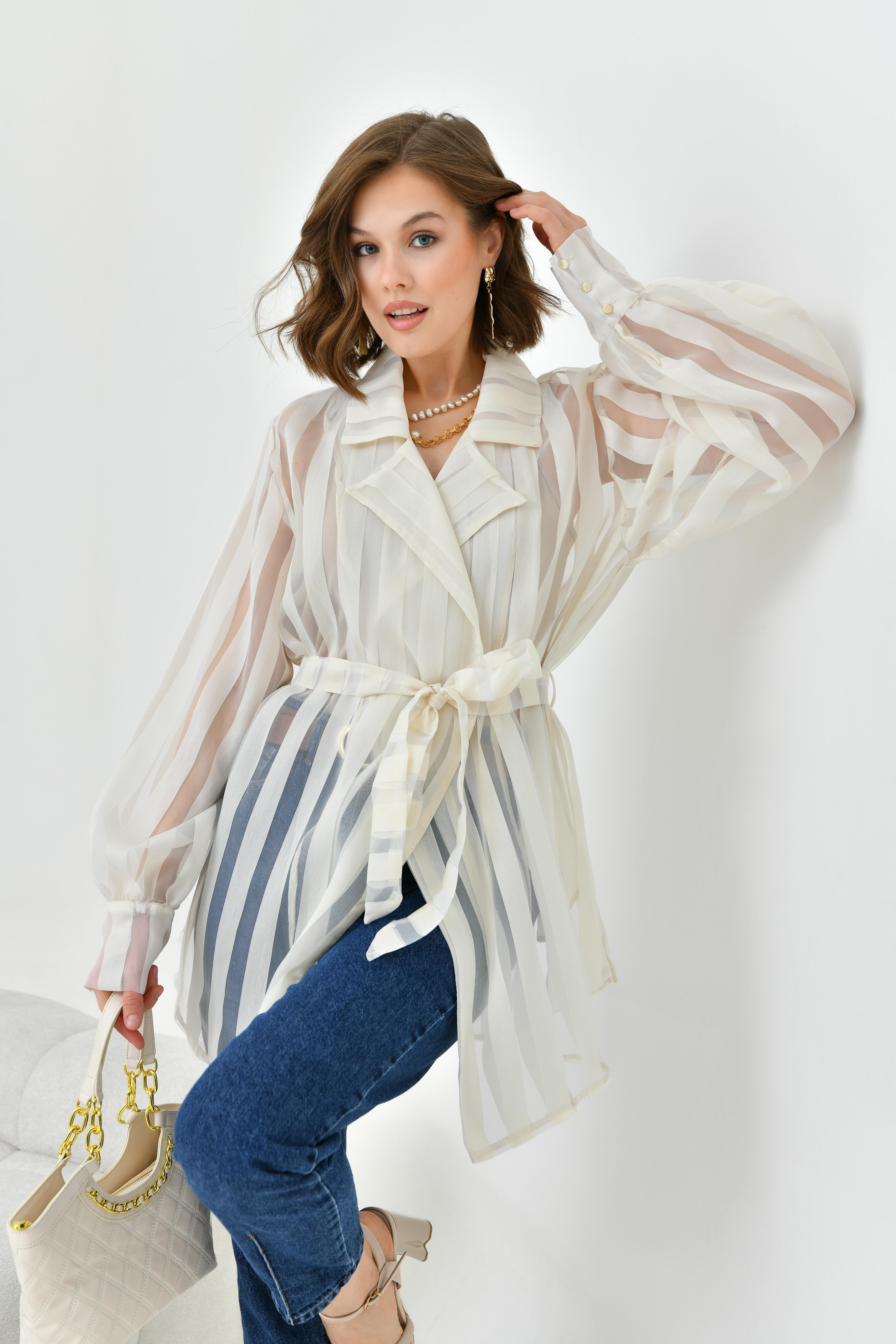 Ftz Women Kadın Desenli Organze Kap Taş 30738