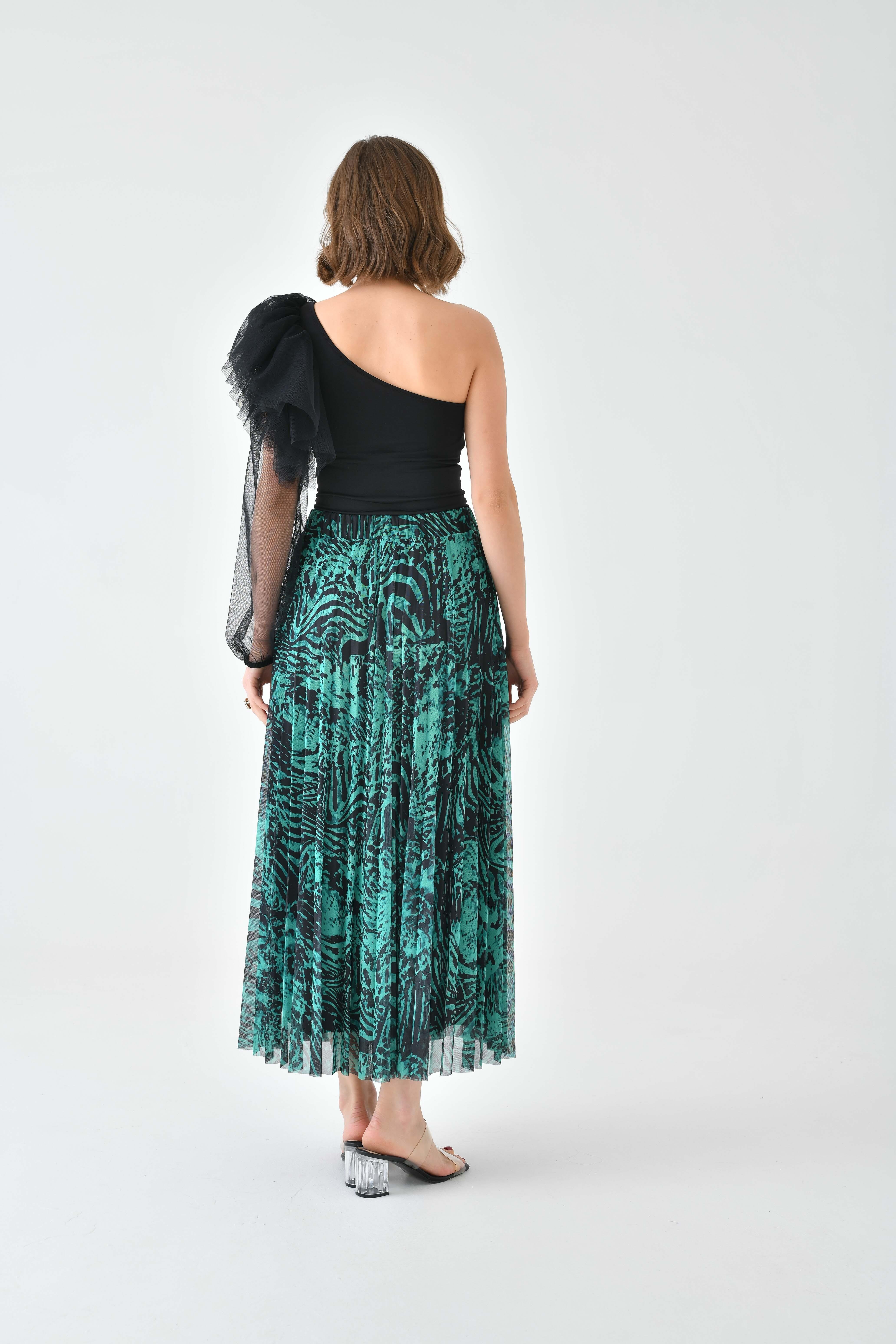 FTZ Women Kadın Desenli Pliseli Etek  Benetton 30728