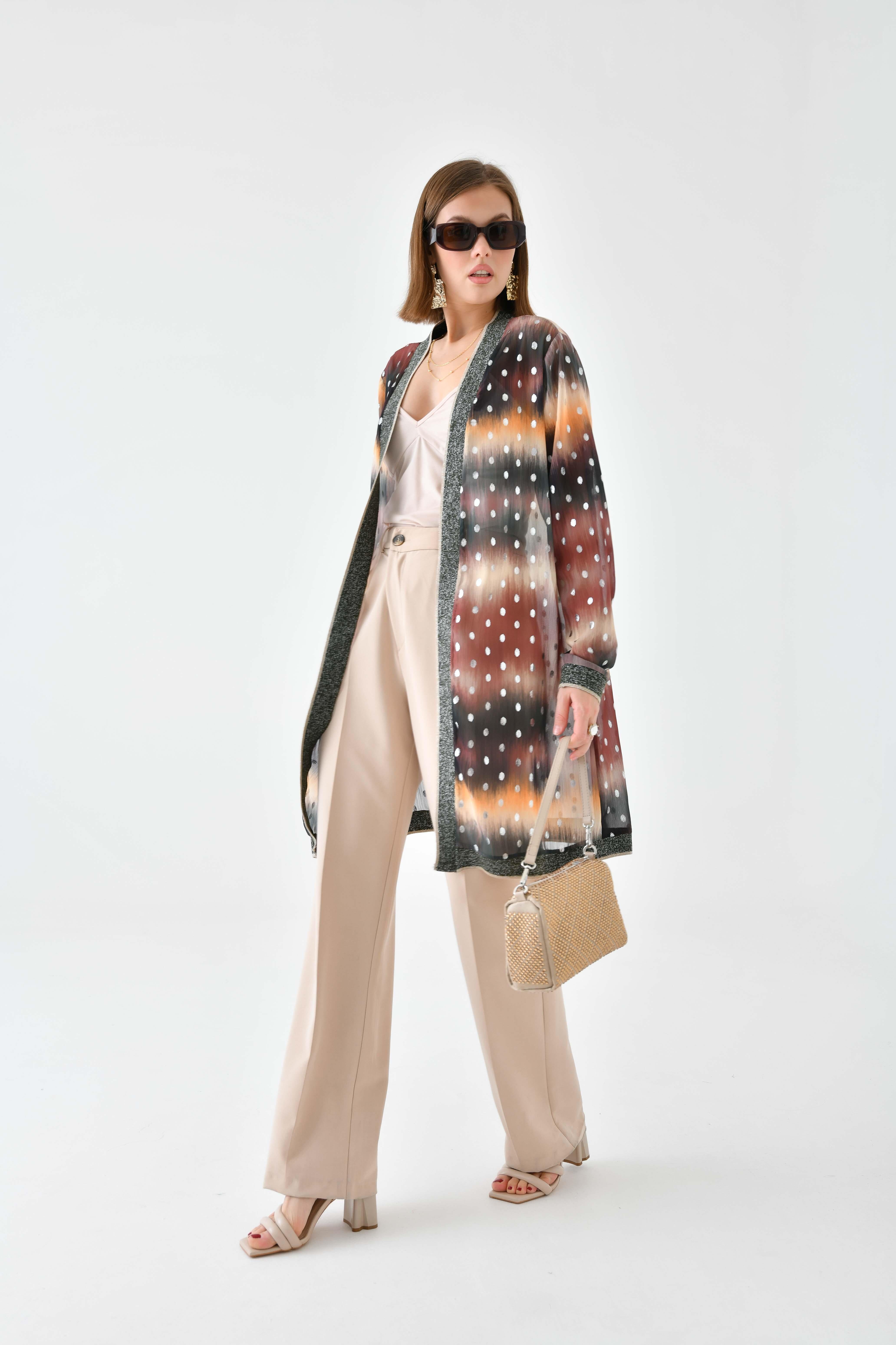 Ftz Women Kadın Desenli Ribanalı Kap Kahve 30736