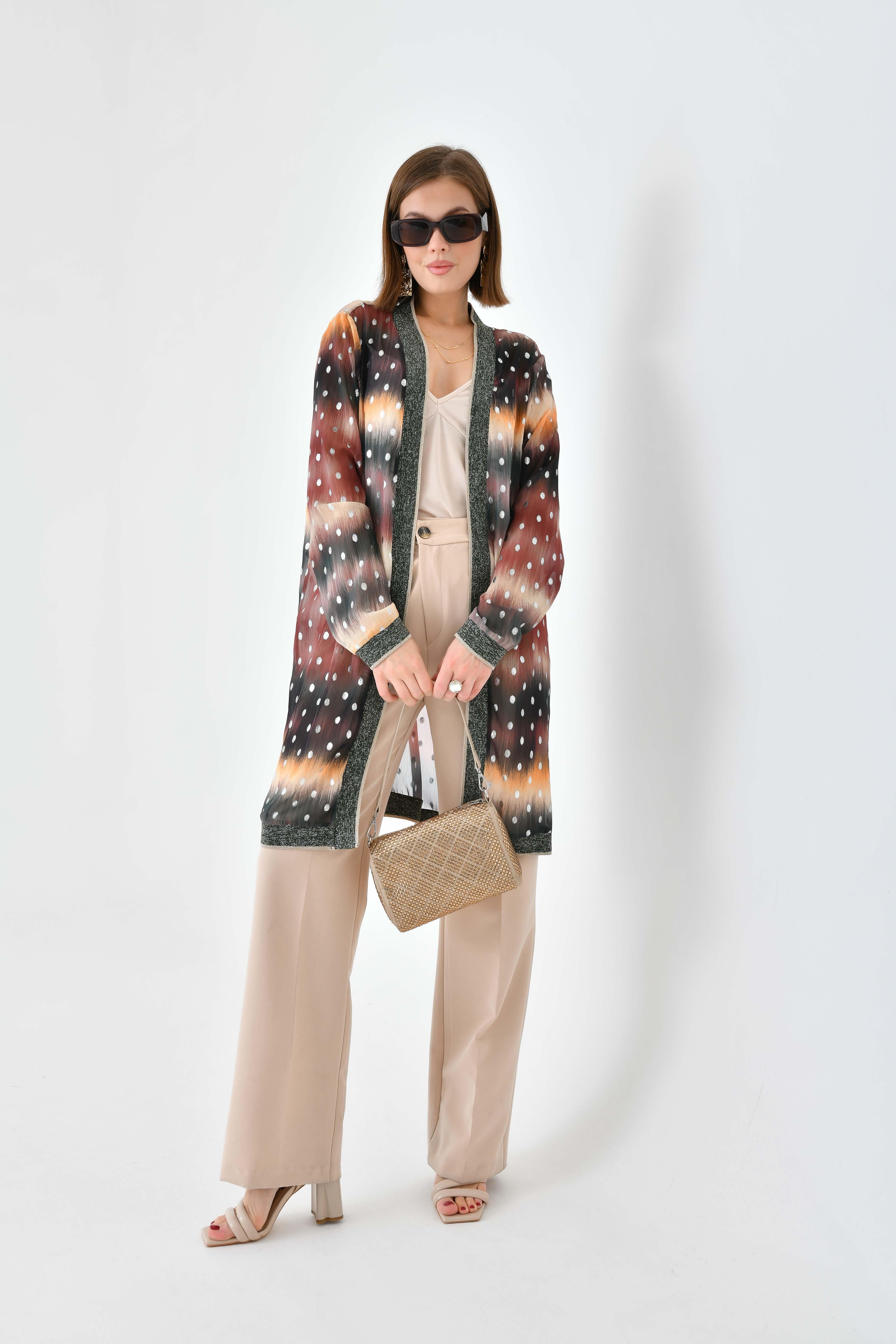 Ftz Women Kadın Desenli Ribanalı Kap Kahve 30736