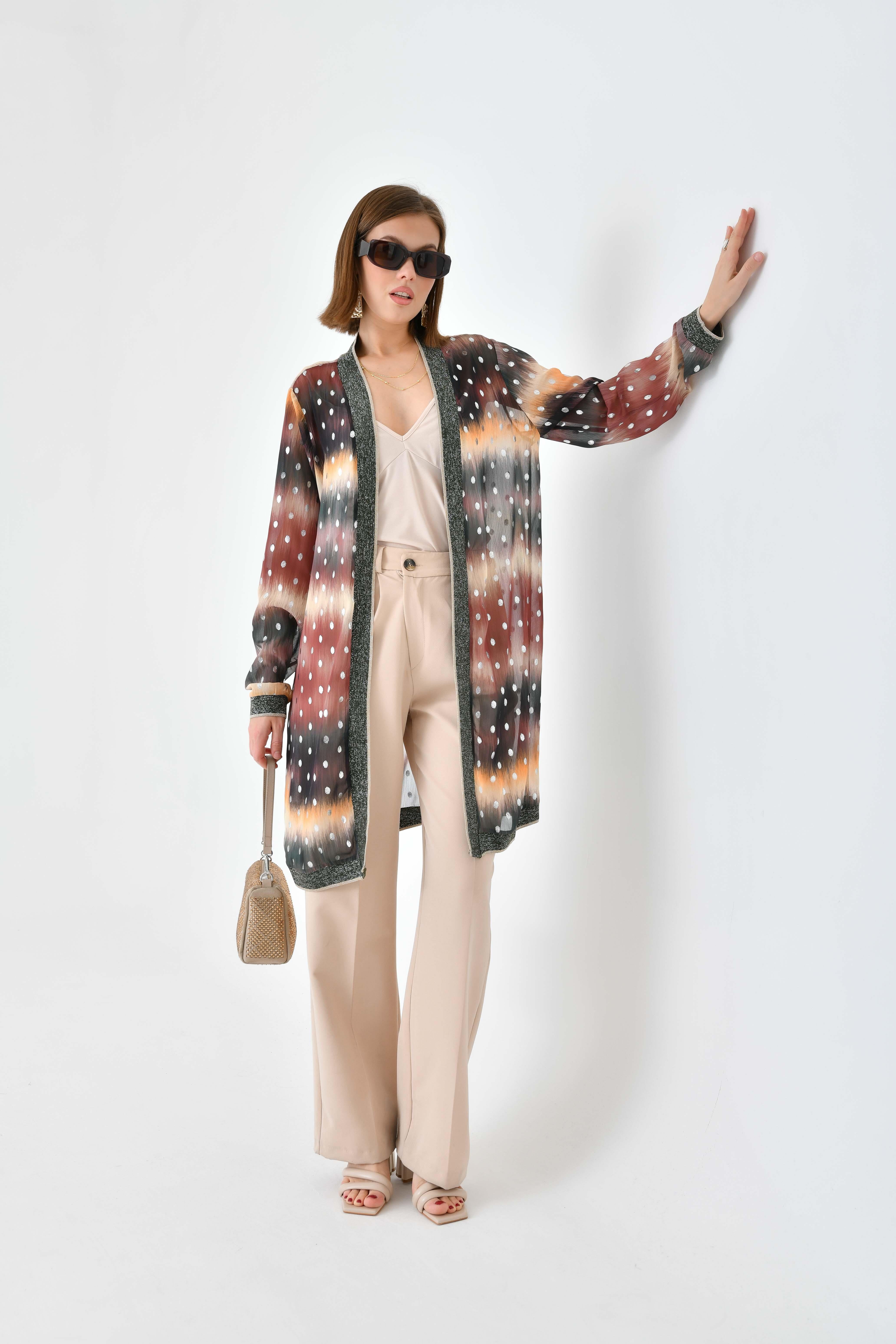 Ftz Women Kadın Desenli Ribanalı Kap Kahve 30736