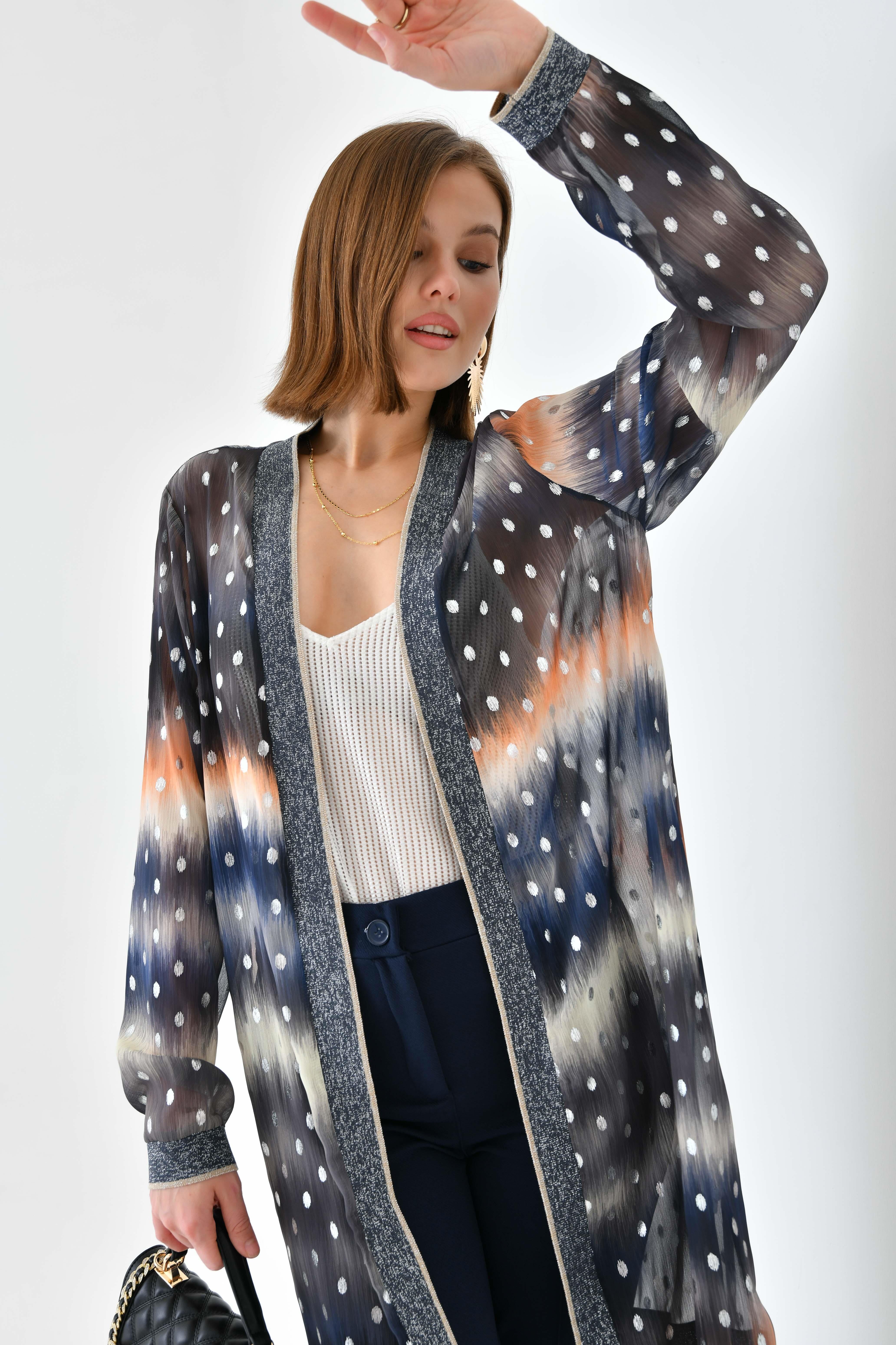 Ftz Women Kadın Desenli Ribanalı Kap Saks Mavi 30736