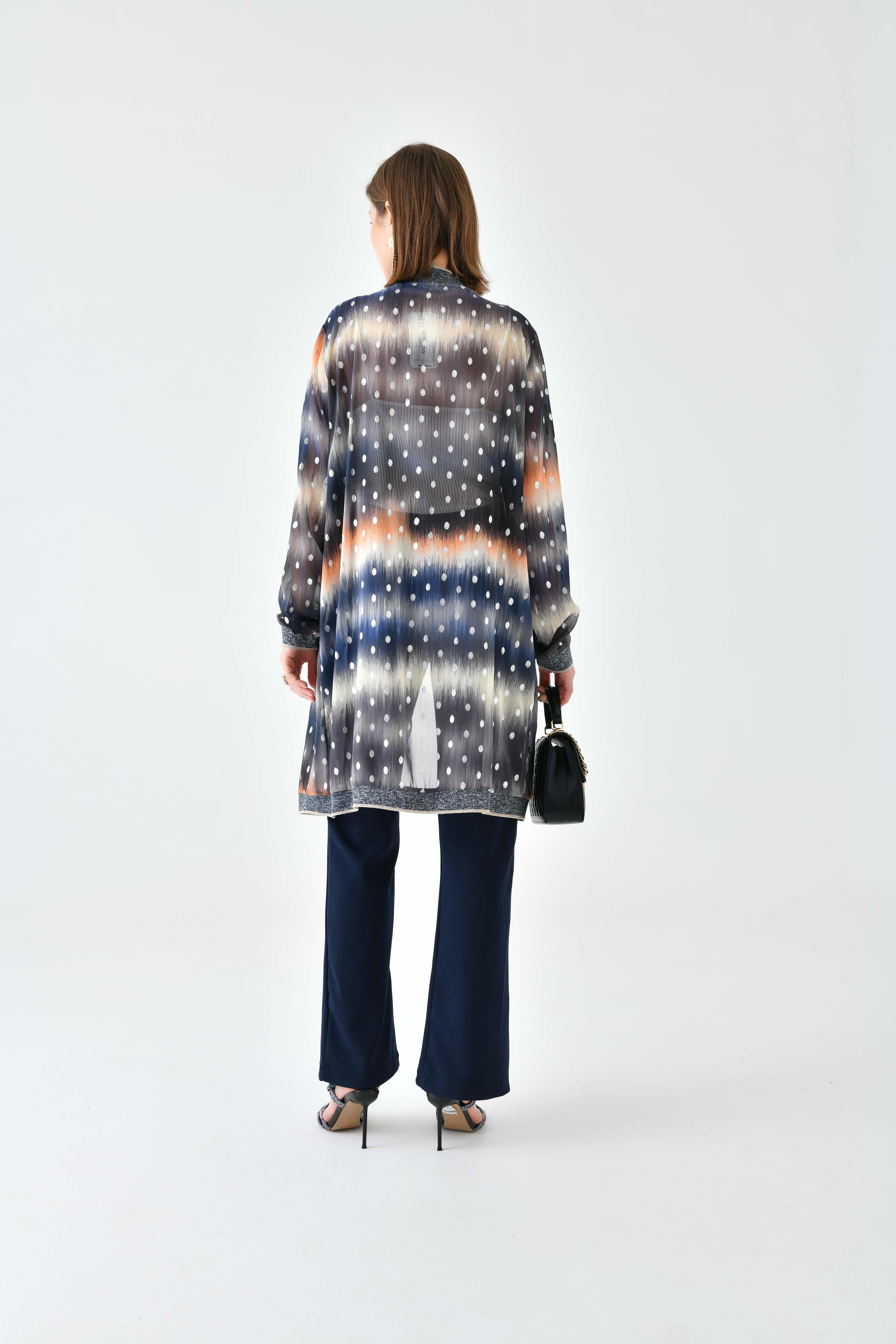 Ftz Women Kadın Desenli Ribanalı Kap Saks Mavi 30736