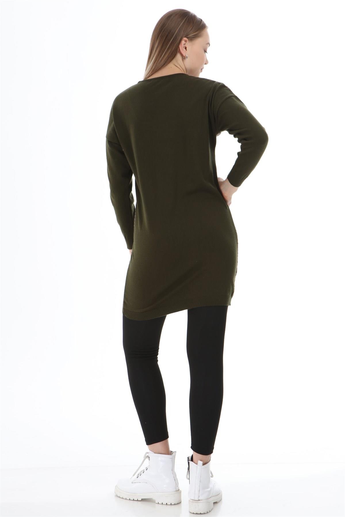 FTZ Women Kadın Desenli Tunik  Haki 21-1236