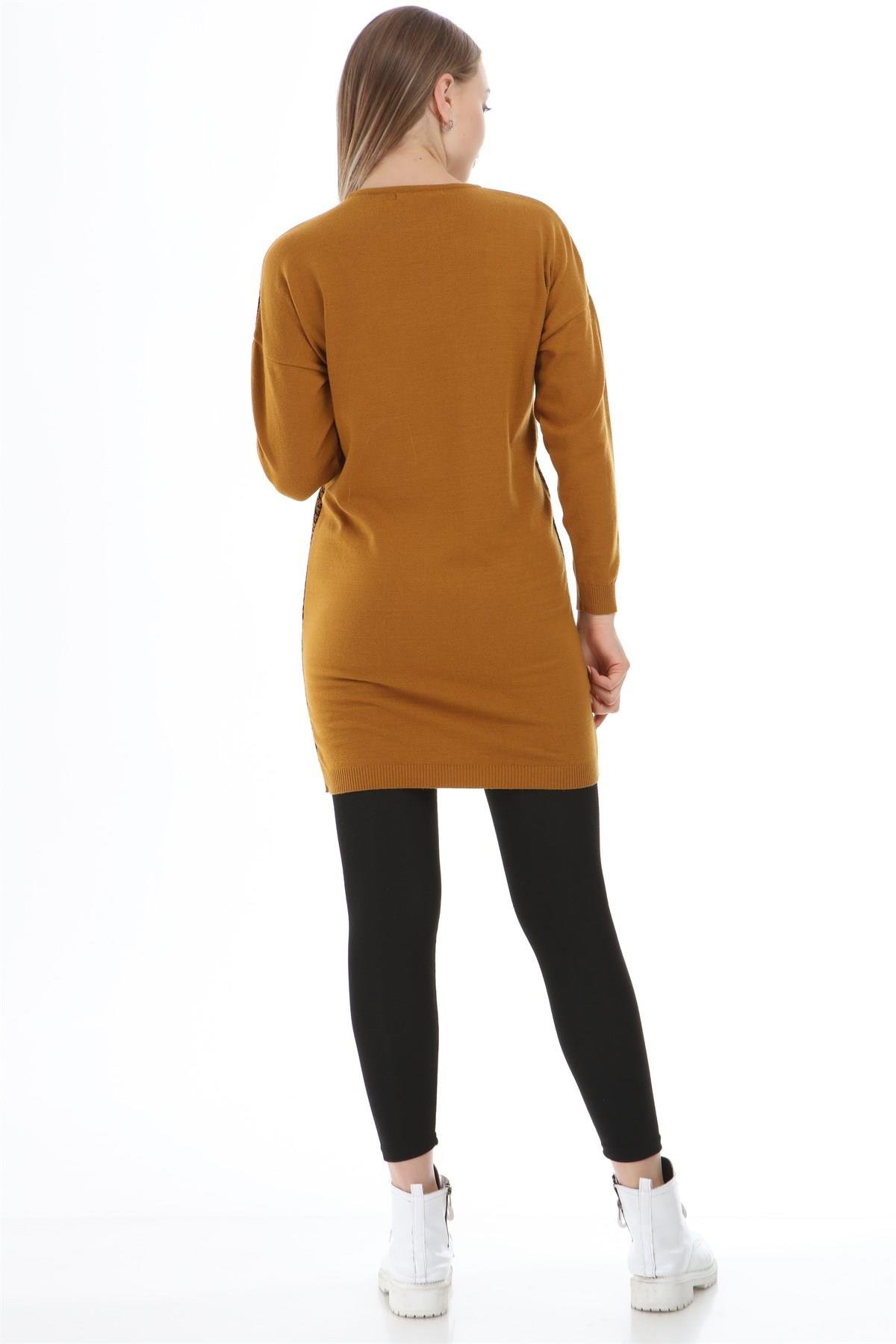 FTZ Women Kadın Desenli Tunik  Safran 21-1236