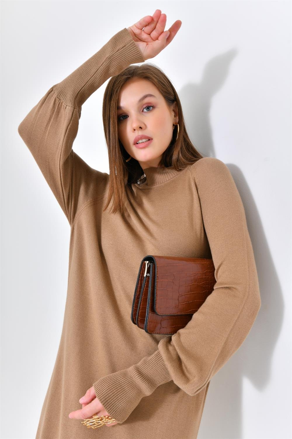 Ftz Women Kadın Düz Basic Tunik Beige 20677