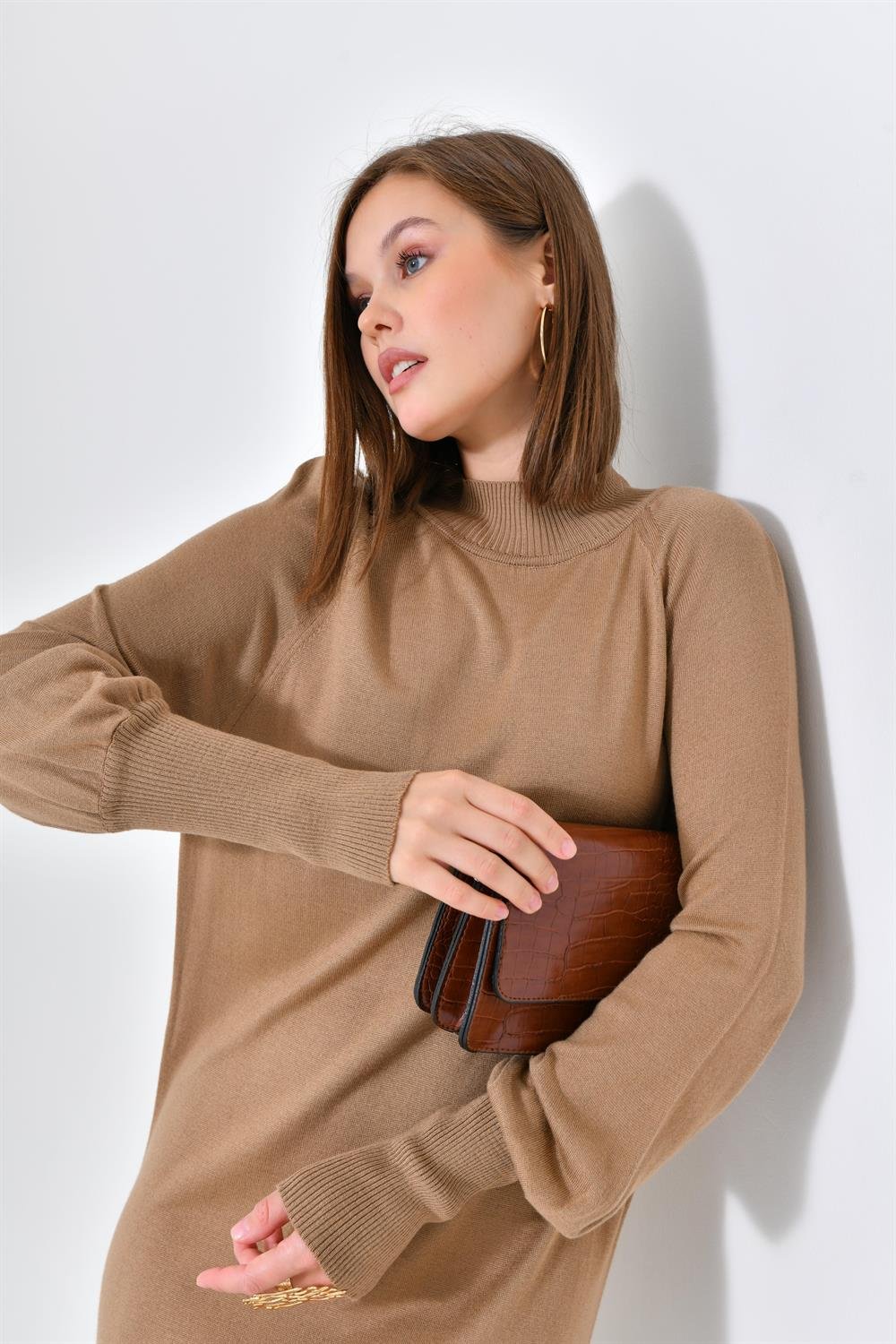 Ftz Women Kadın Düz Basic Tunik Beige 20677