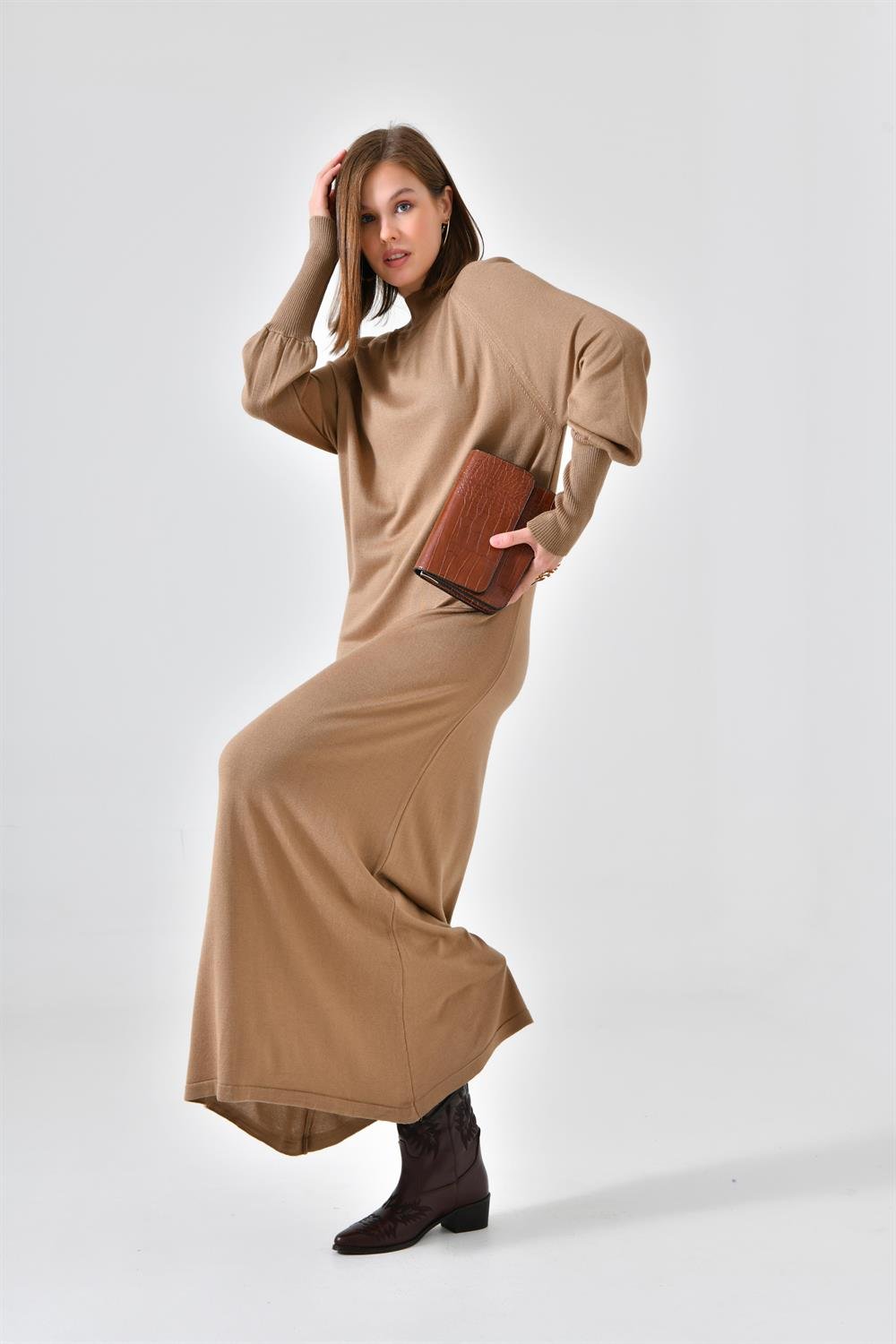 Ftz Women Kadın Düz Basic Tunik Beige 20677