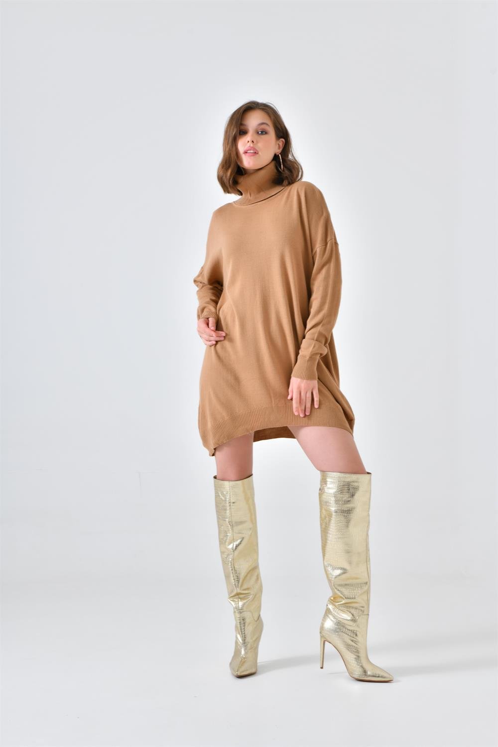 Ftz Women Kadın Düz Basic Tunik Bisküvi 20489