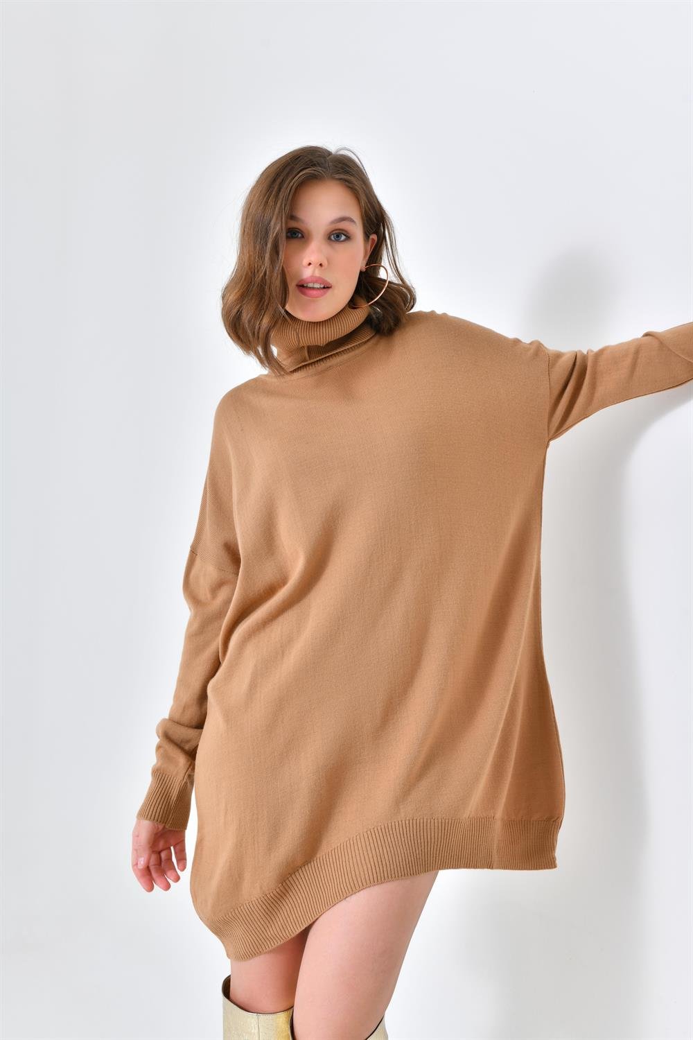 Ftz Women Kadın Düz Basic Tunik Bisküvi 20489