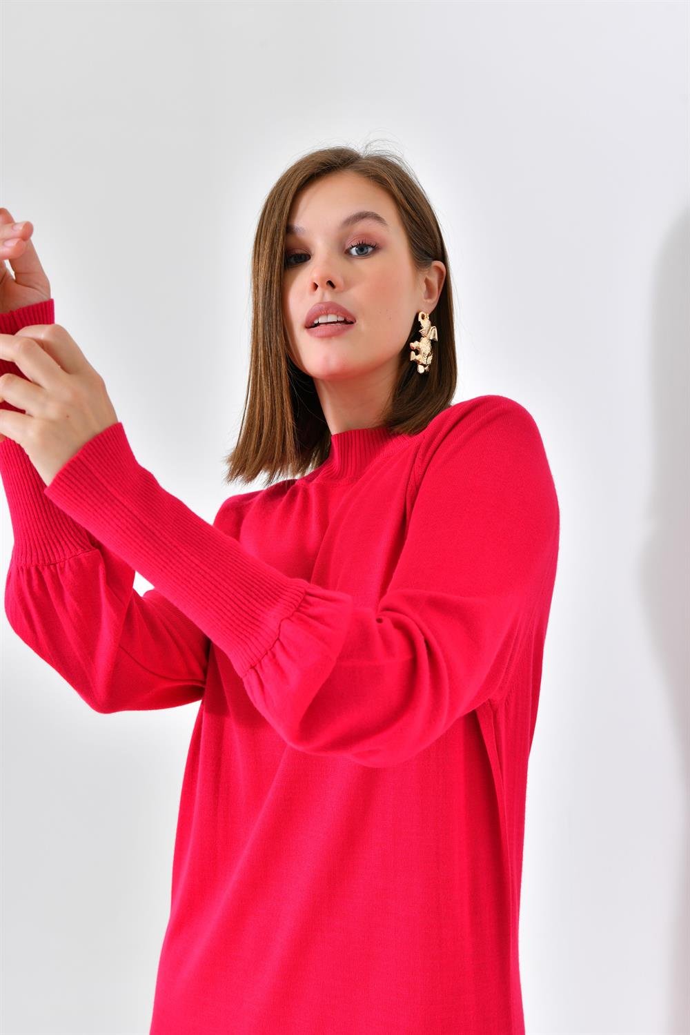 Ftz Women Kadın Düz Basic Tunik Fuşya 20677