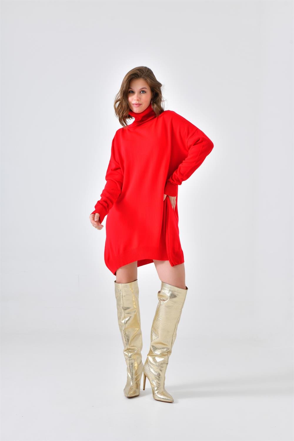 Ftz Women Kadın Düz Basic Tunik Kırmızı 20489