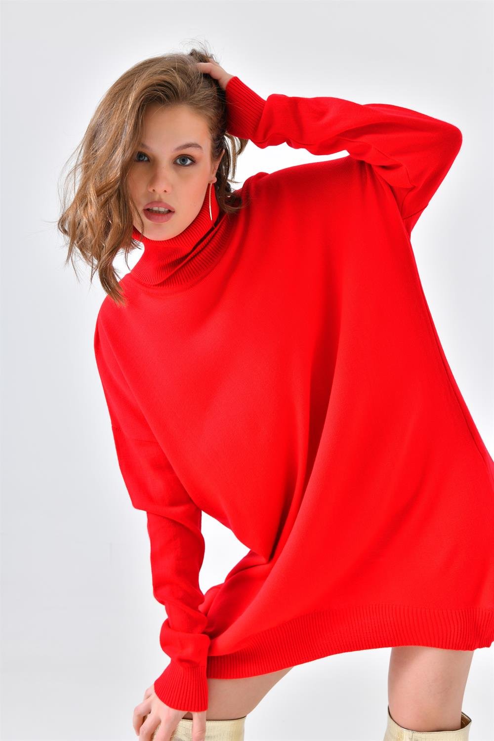 Ftz Women Kadın Düz Basic Tunik Kırmızı 20489