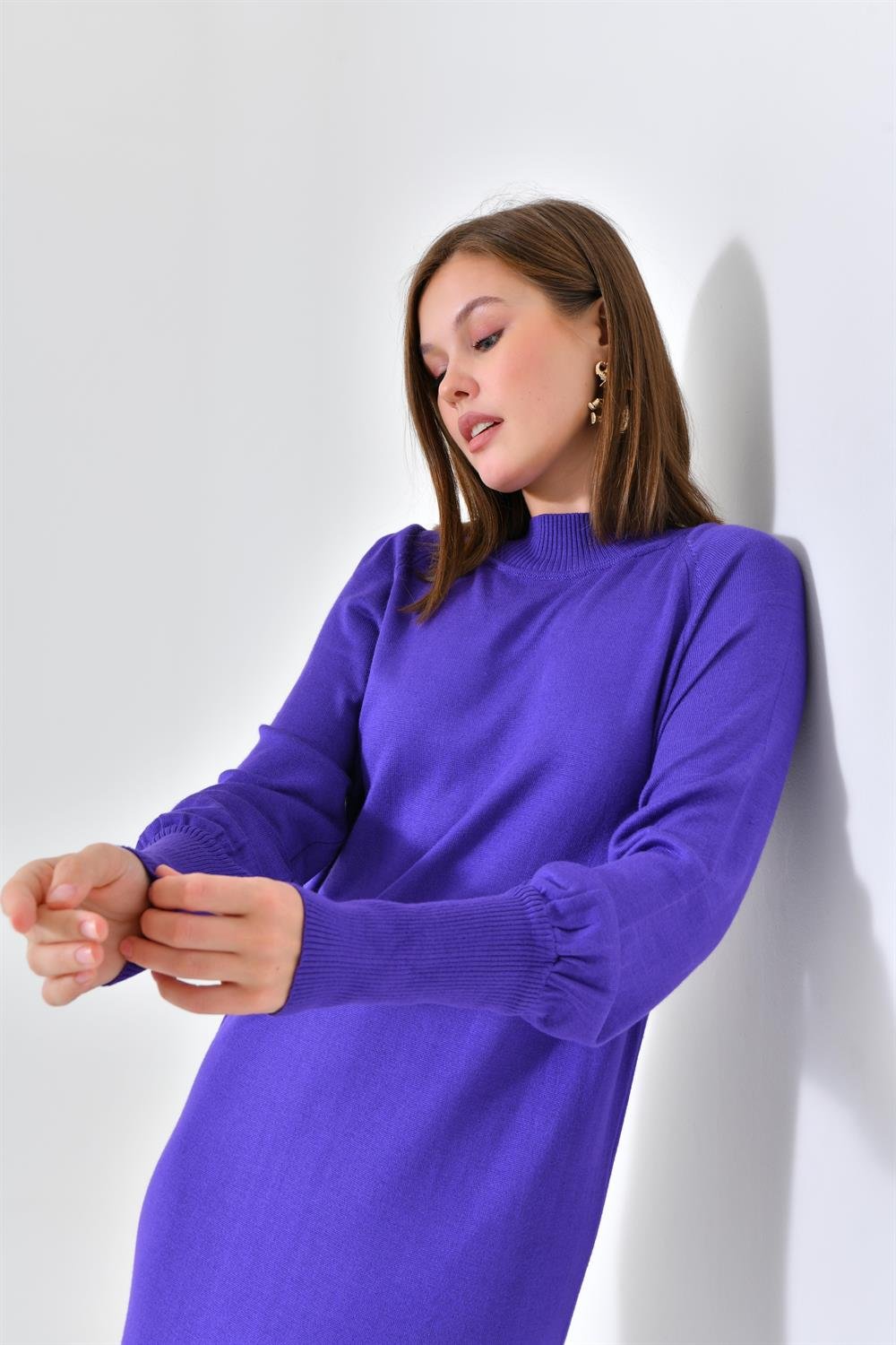 Ftz Women Kadın Düz Basic Tunik Mor 20677