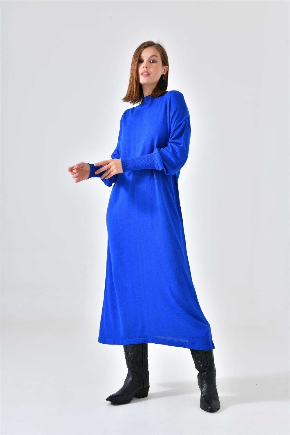 Ftz Women Kadın DÜz Basic Tunik Saks Mavi 20678